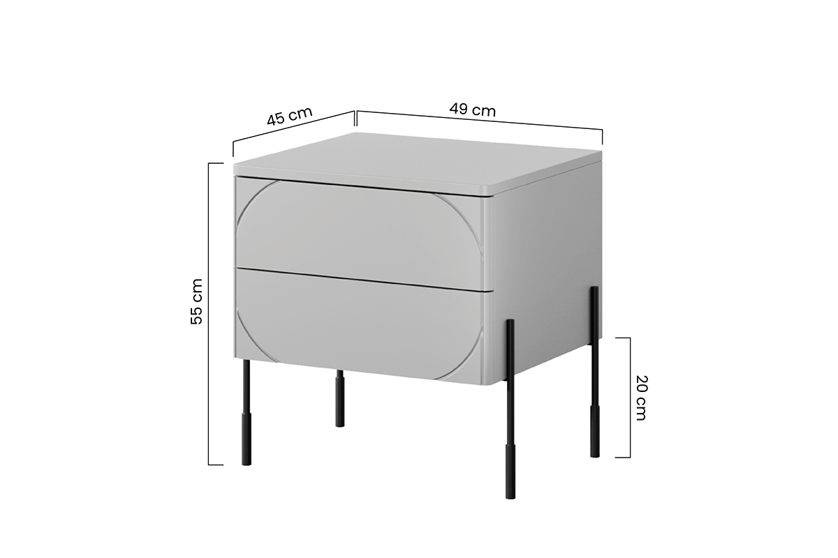 Szafka nocna SONATIA 45 2SZ - kremowa / czarne nogi - B_149232