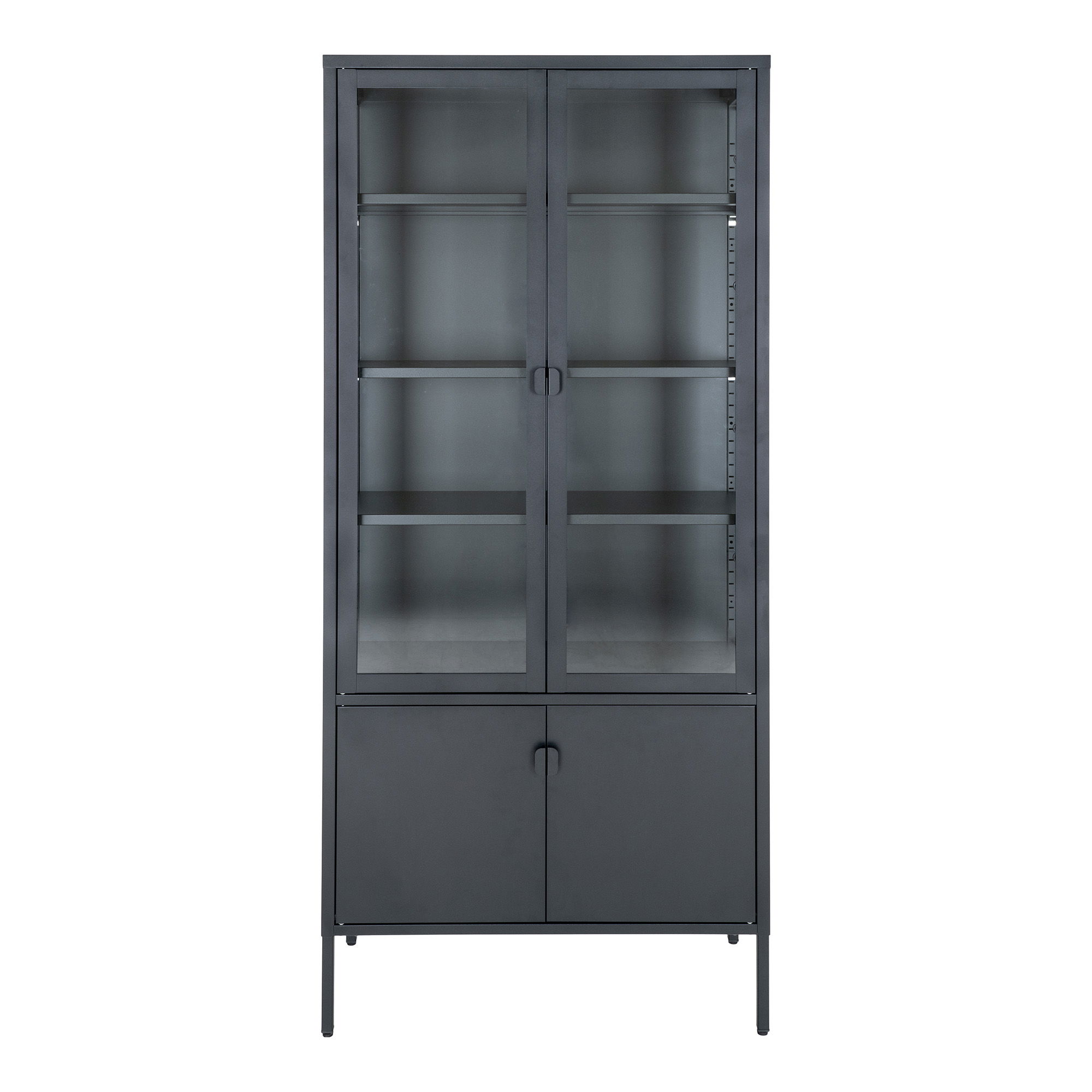 Witryna 4-drzwiowa BRISBANE przeszklone boki 80x35x180 cm - czarna - 3001057