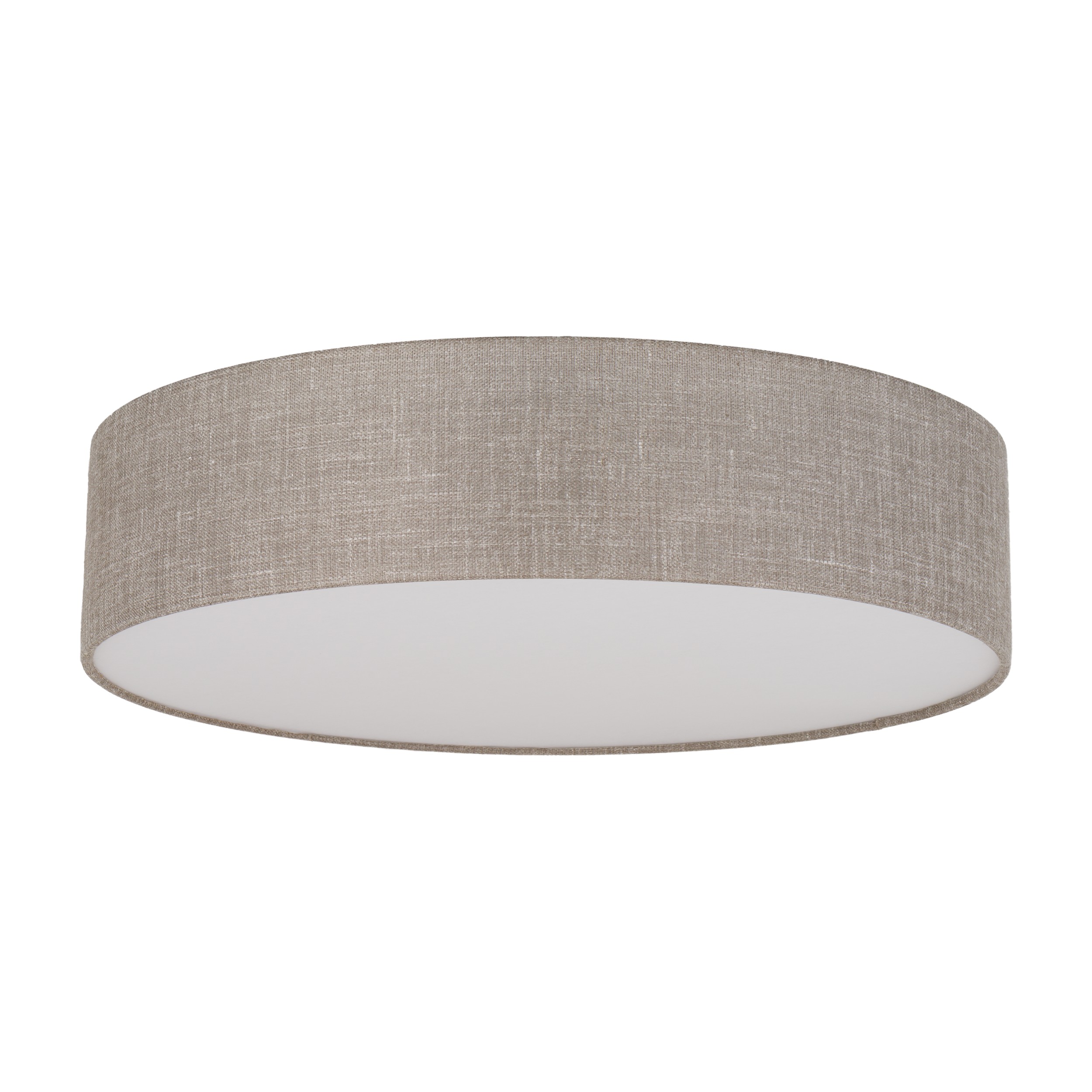 Lampa sufitowa RONDO brązowa z tkaniny z białym kloszem okrągła 78x15cm