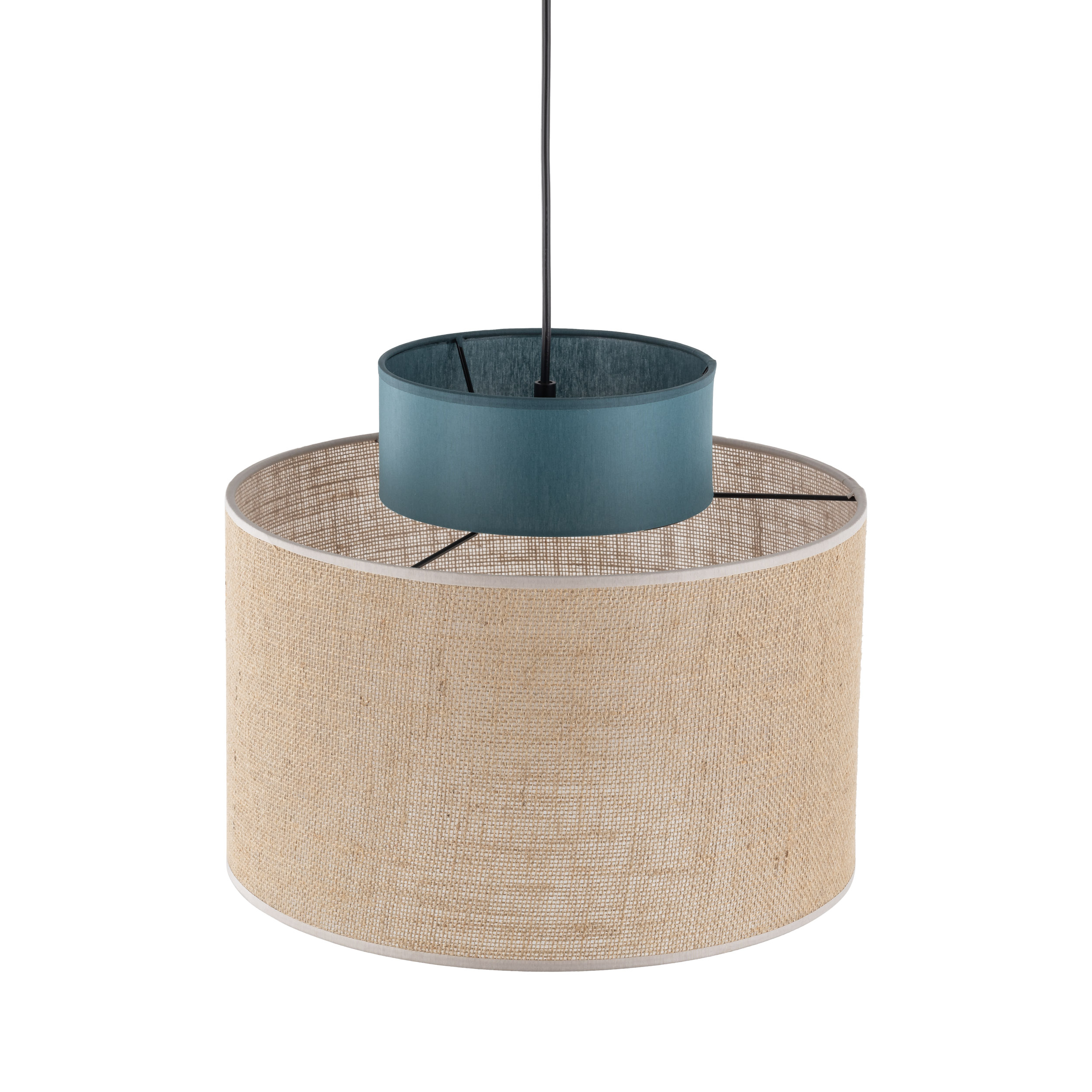 Lampa wisząca DUO JUTA brązowa zielona na czarnej podstawie i przewodzie 170x38cm - TK_3256