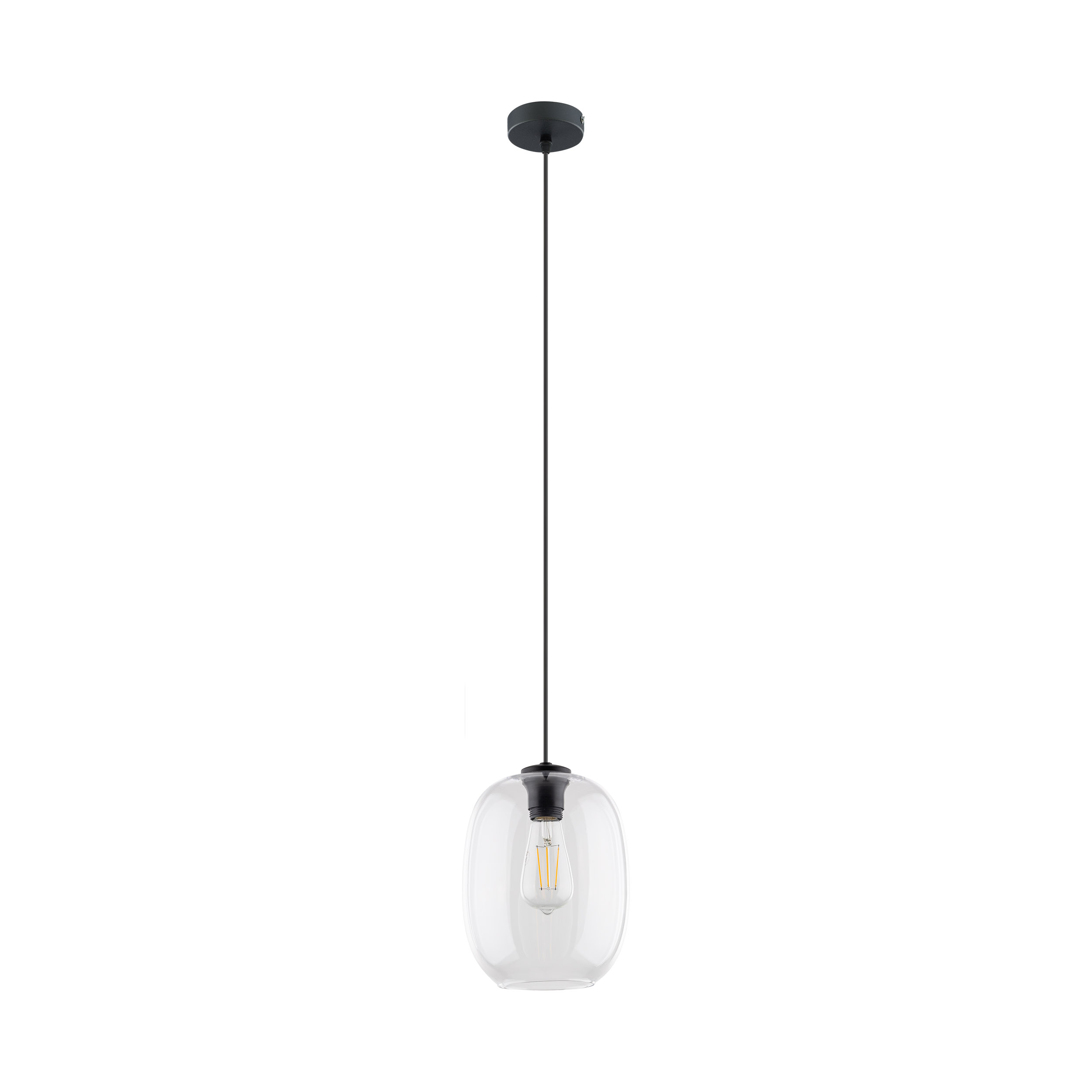 Lampa wisząca ELIO czarna z transparentnym szklanym kloszem 170x20cm - TK_4339