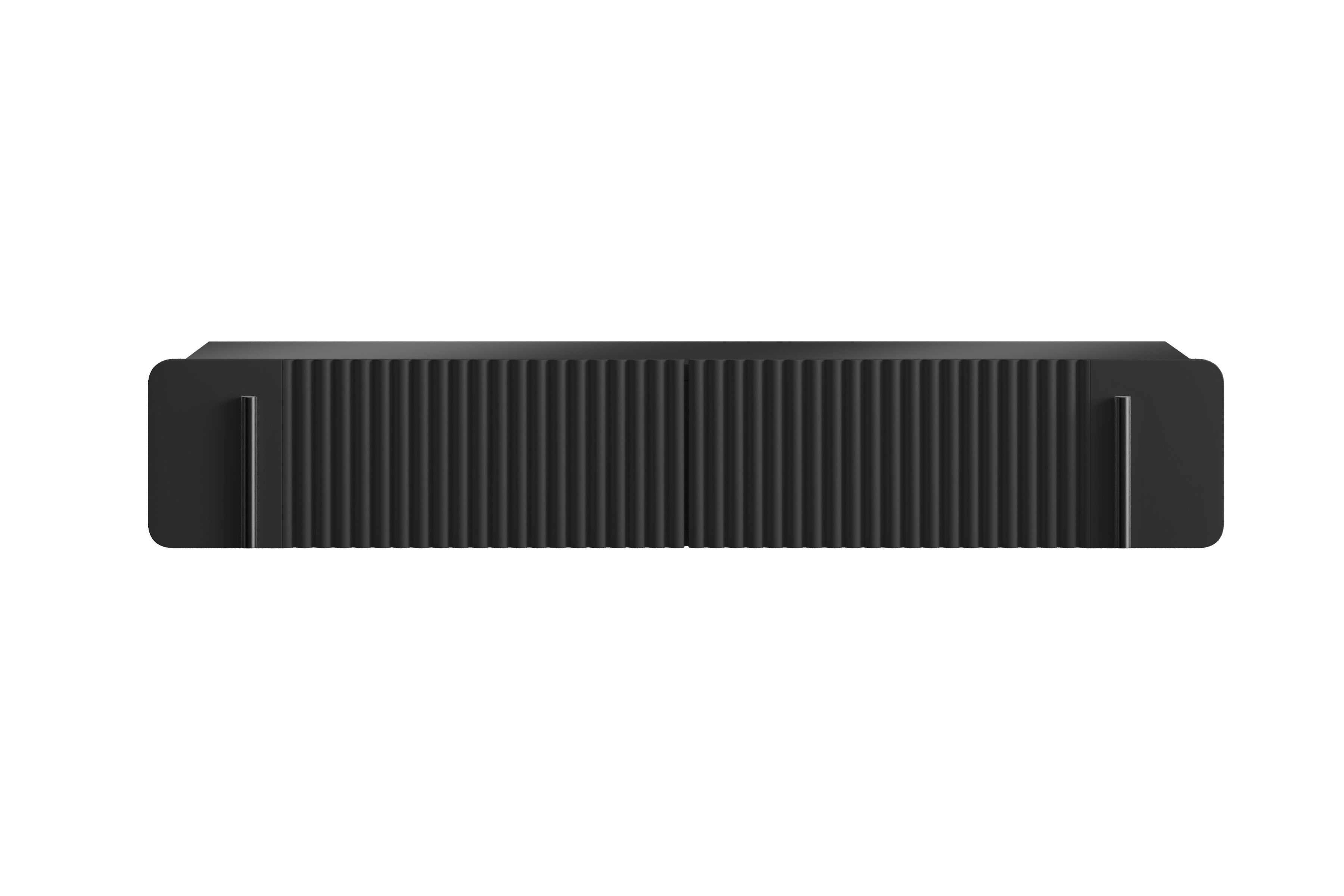 Toaletka wisząca z 2 szufladami MALMI ryflowany front 100cm - czarna - B_166959