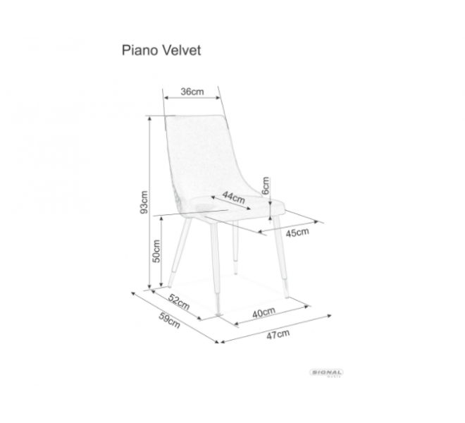 Krzesło PIANO B VELVET szare aksamitne Signal ( Bluvel 14) SIGNAL - PIANOBVCSZ