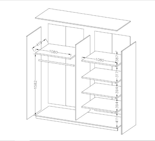 Szafa GALAXY z lustrem przesuwna 2-drzwiowa dąb sanremo 220x210x61cm - 24M0EA58