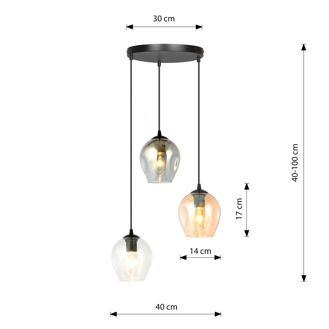 Lampa wisząca ISTAR Czarny 682/3PREM - 682/3PREM