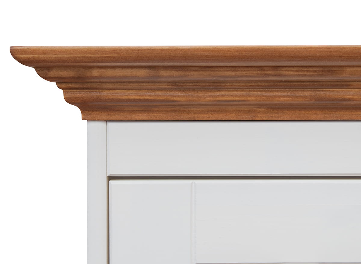 Komoda sosnowa z 5 szufladami BELLUNO ELEGANTE biała, dąb - PL005B/D