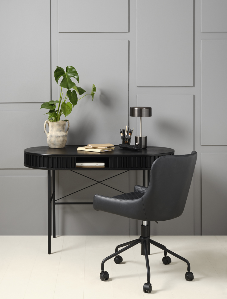 Biurko SIENA z zasuwaną półką 60x120 cm ryflowane - czarne - UN_46114640
