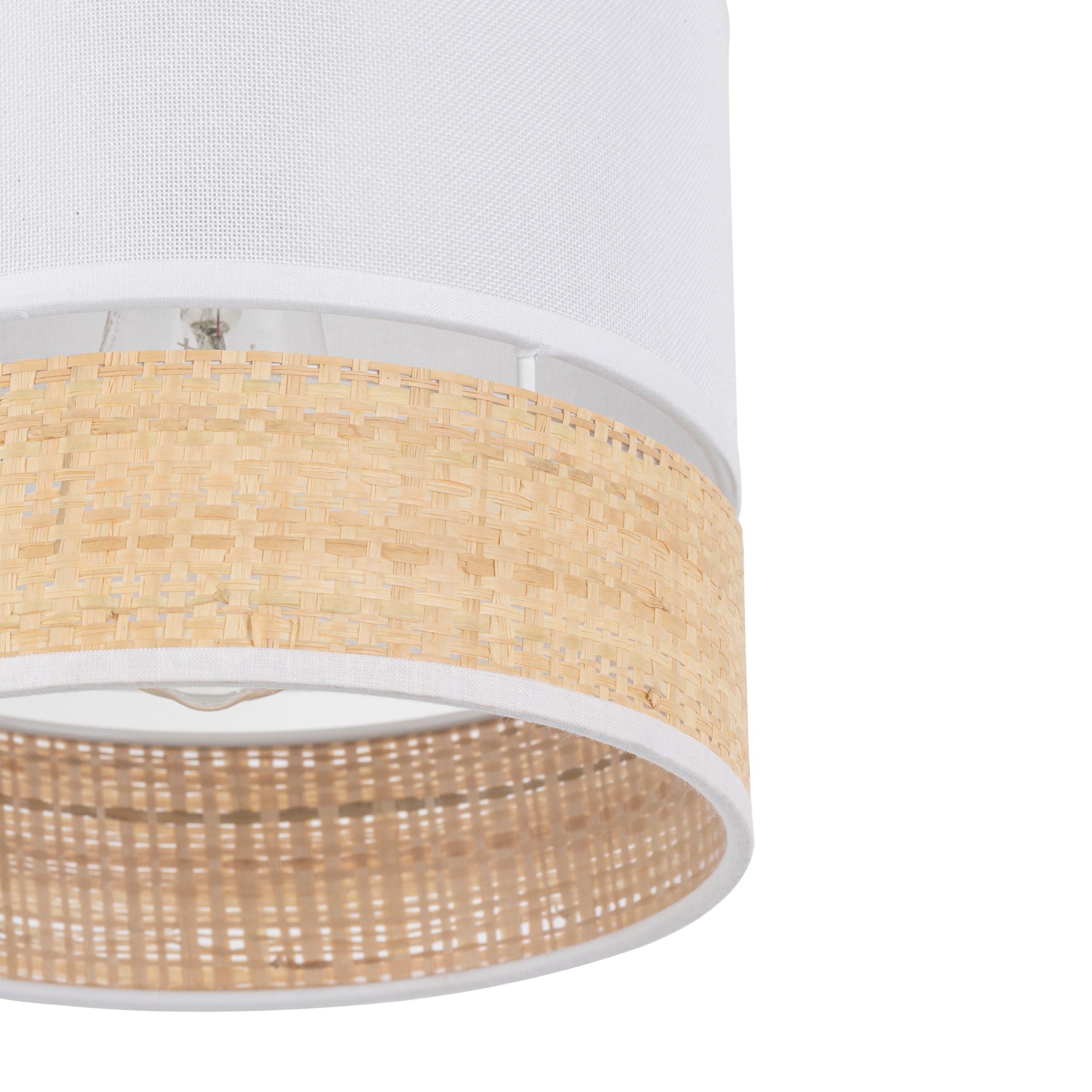 Lampa wisząca PAGLIA biała z elementem brązowym z plecionki 160x20cm - TK_4766