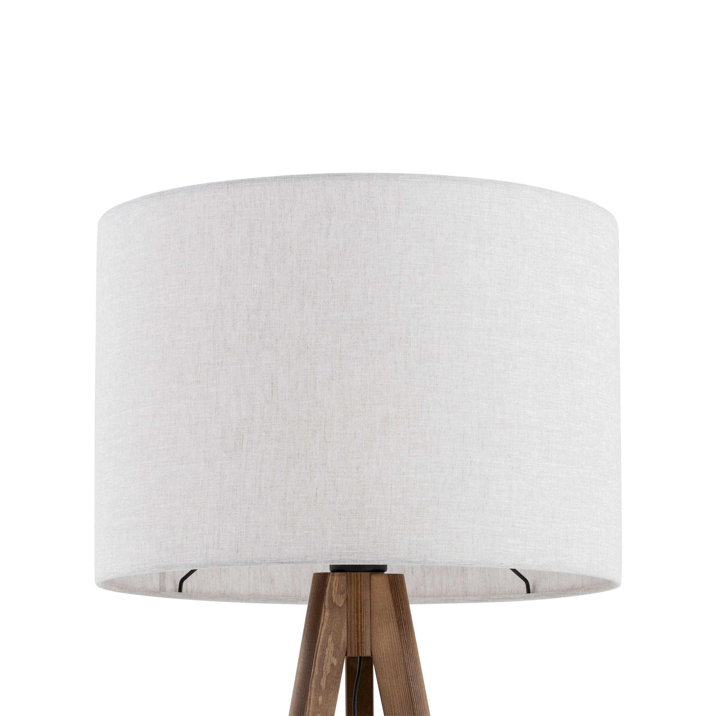 Lampa podłogowa GRAND na drewnianych orzechowych nogach okrągły biały abażur 145x50cm - TK_16004