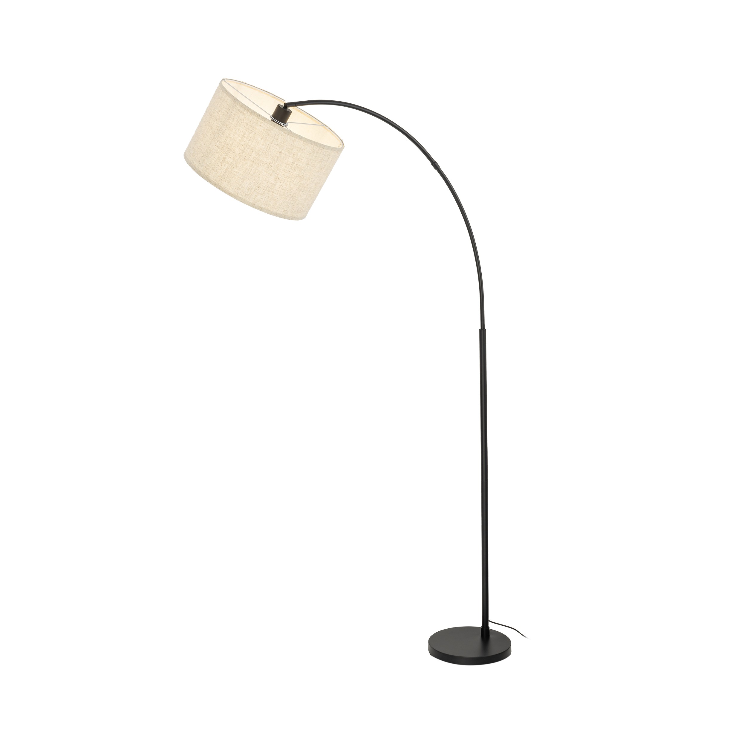 Lampa podłogowa ZENITH czarna z brązowym lnianym kloszem 200x130x50cm - TK_16023