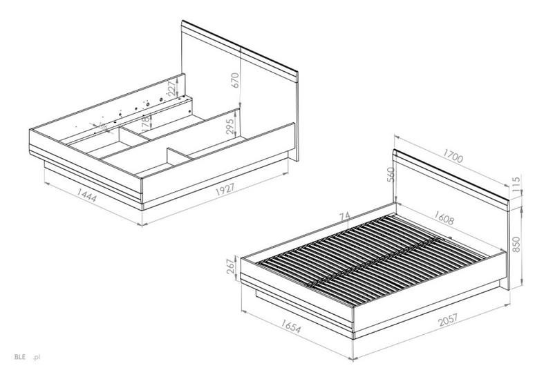 Łóżko dwuosobowe BLANCO 35 sosna śnieżna 160x200 ML Meble - 1BLAN35-001