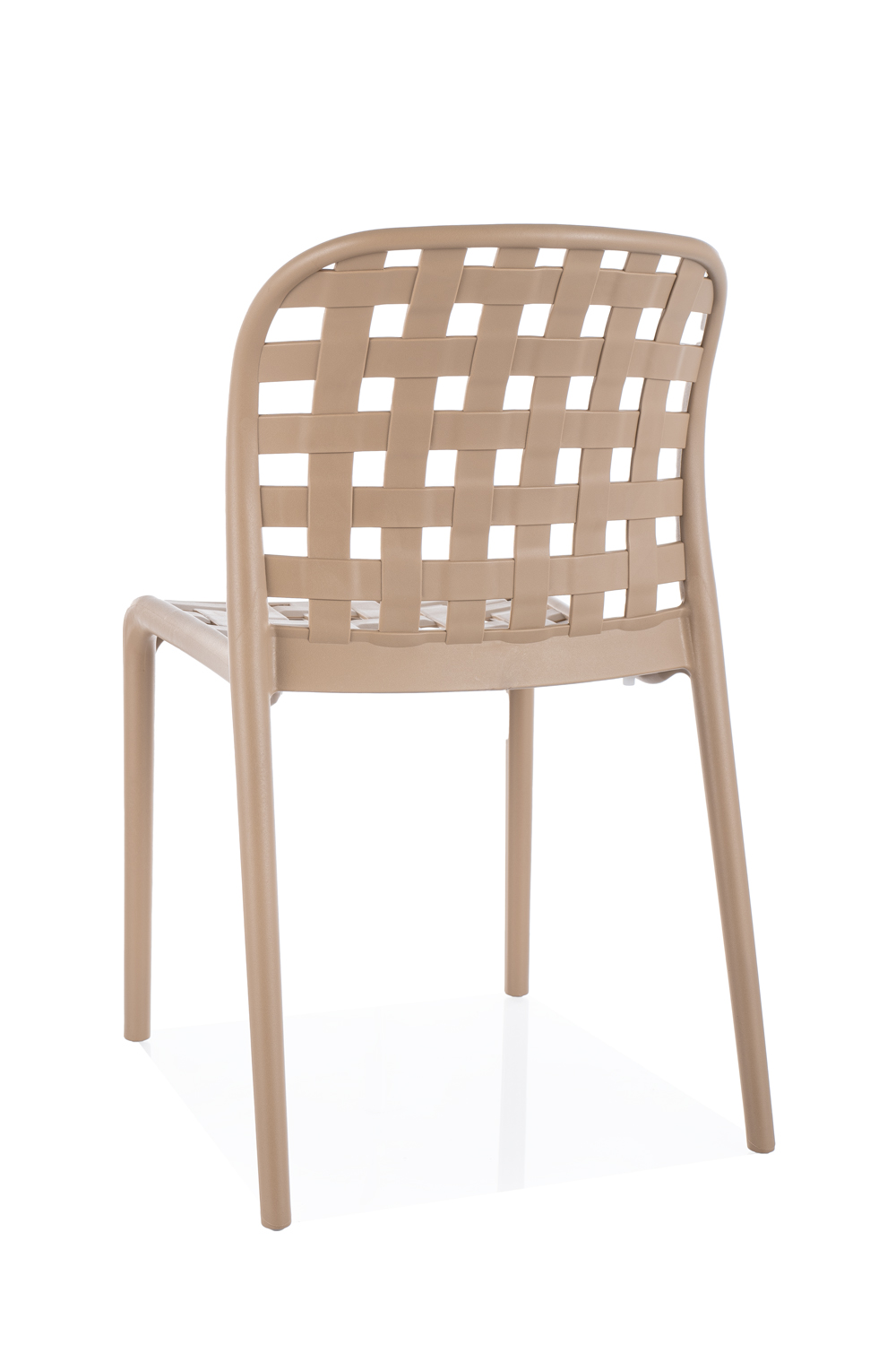 Krzesło ogrodowe plastikowe STRIP beżowe z efektem plecionki