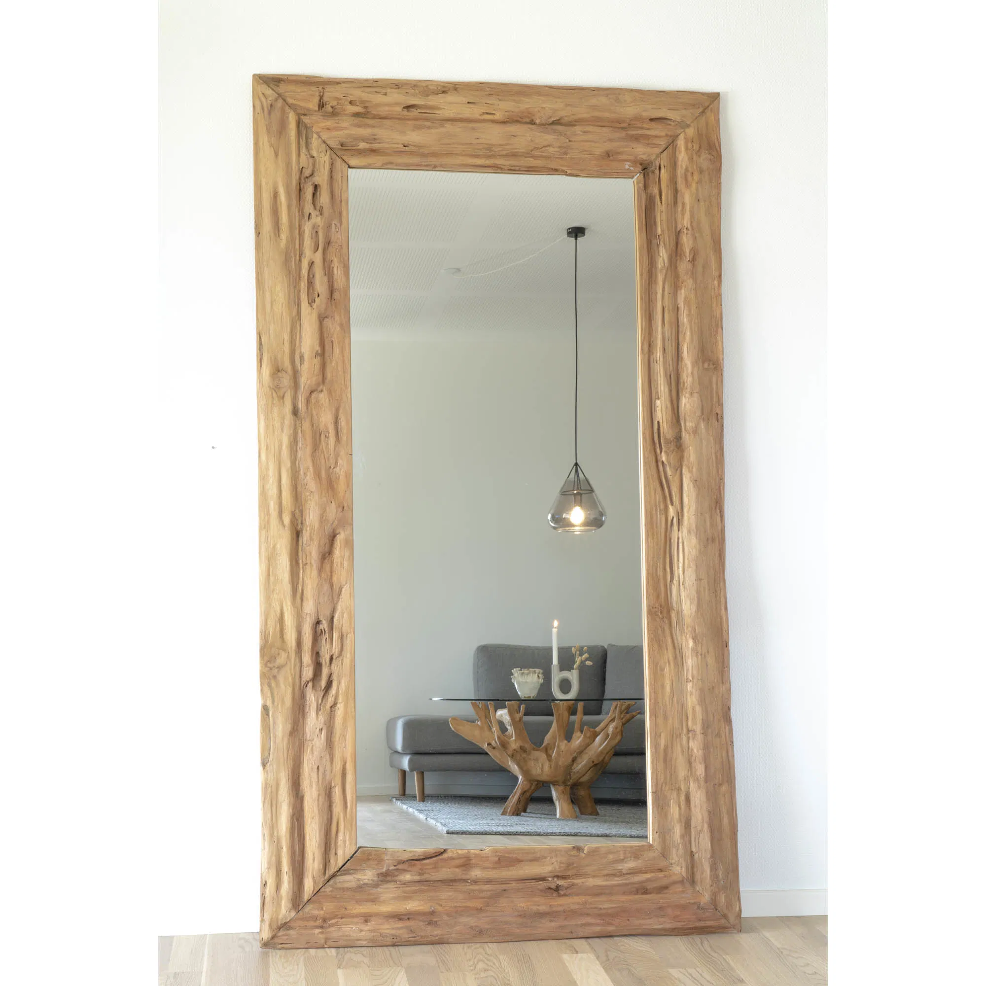 Lustro ścienne GRANADA prostokątne 101x180 cm - drewno tekowe - naturalny - 4001010