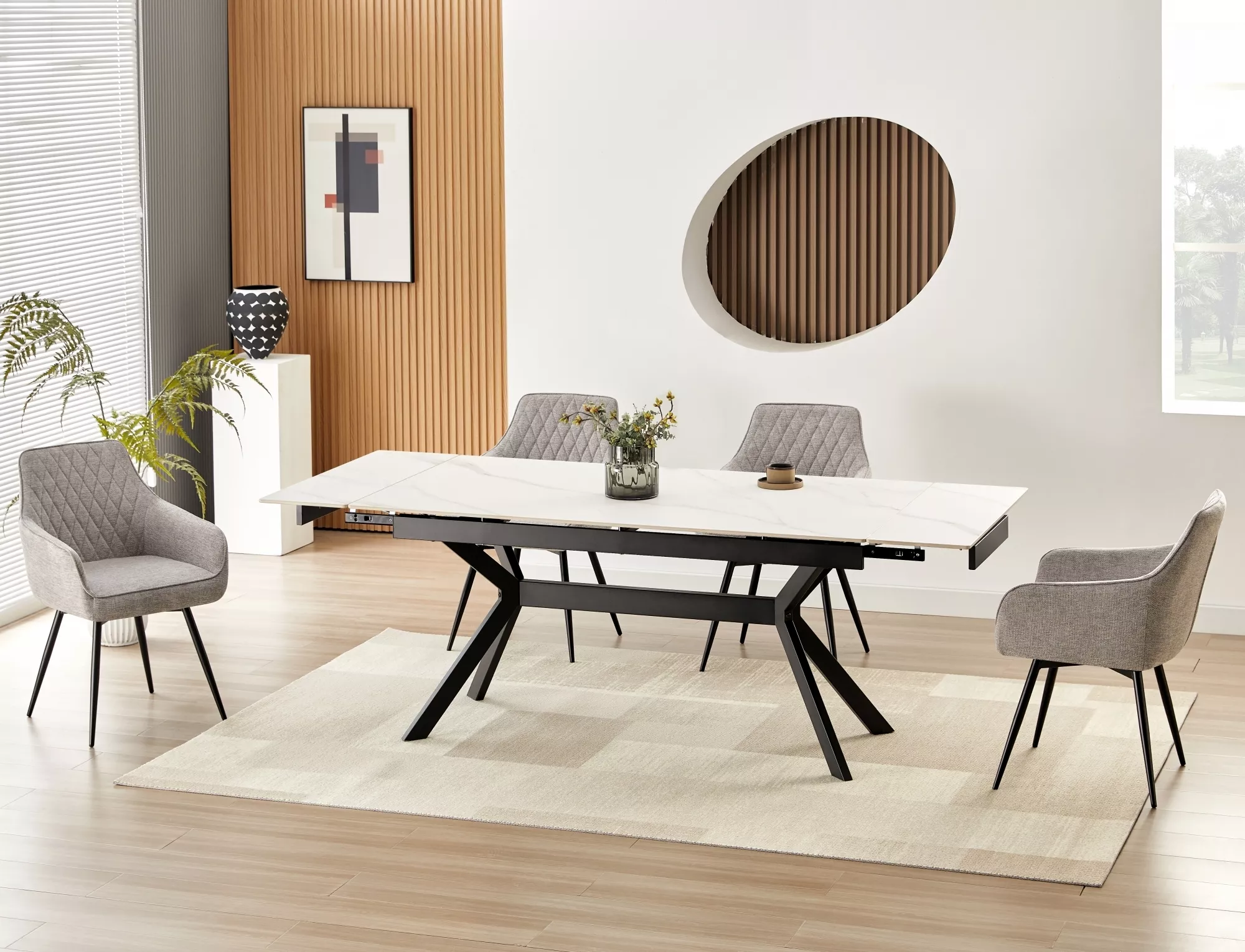 Stół rozkładany ceramiczny IMPERIA 180(240)x90 biało-czarny - IMPERIABC180