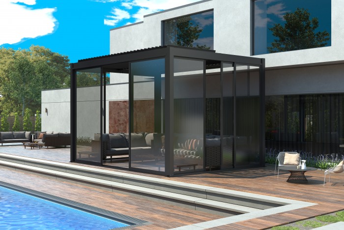 Drzwi przesuwne szklane LUXE 270x218cm do 3m antracyt - MI_5905610251550