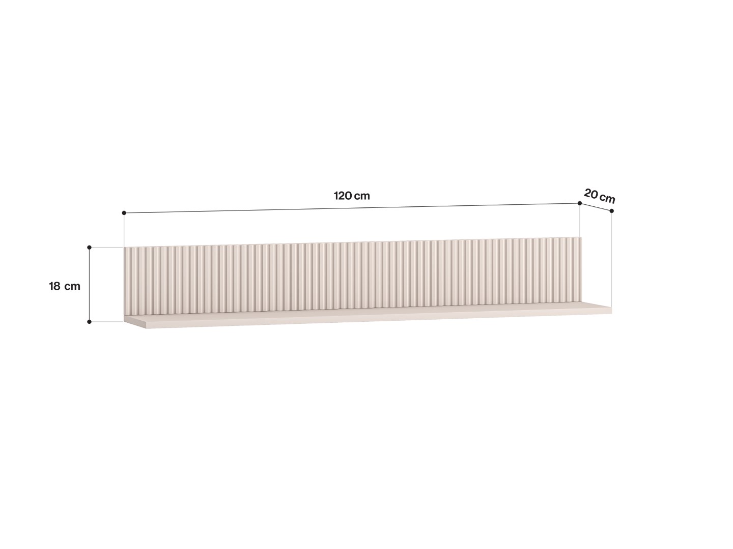 Półka ścienna ryflowana DUNEA 120 cm kaszmirowa - 1DUNE10-001