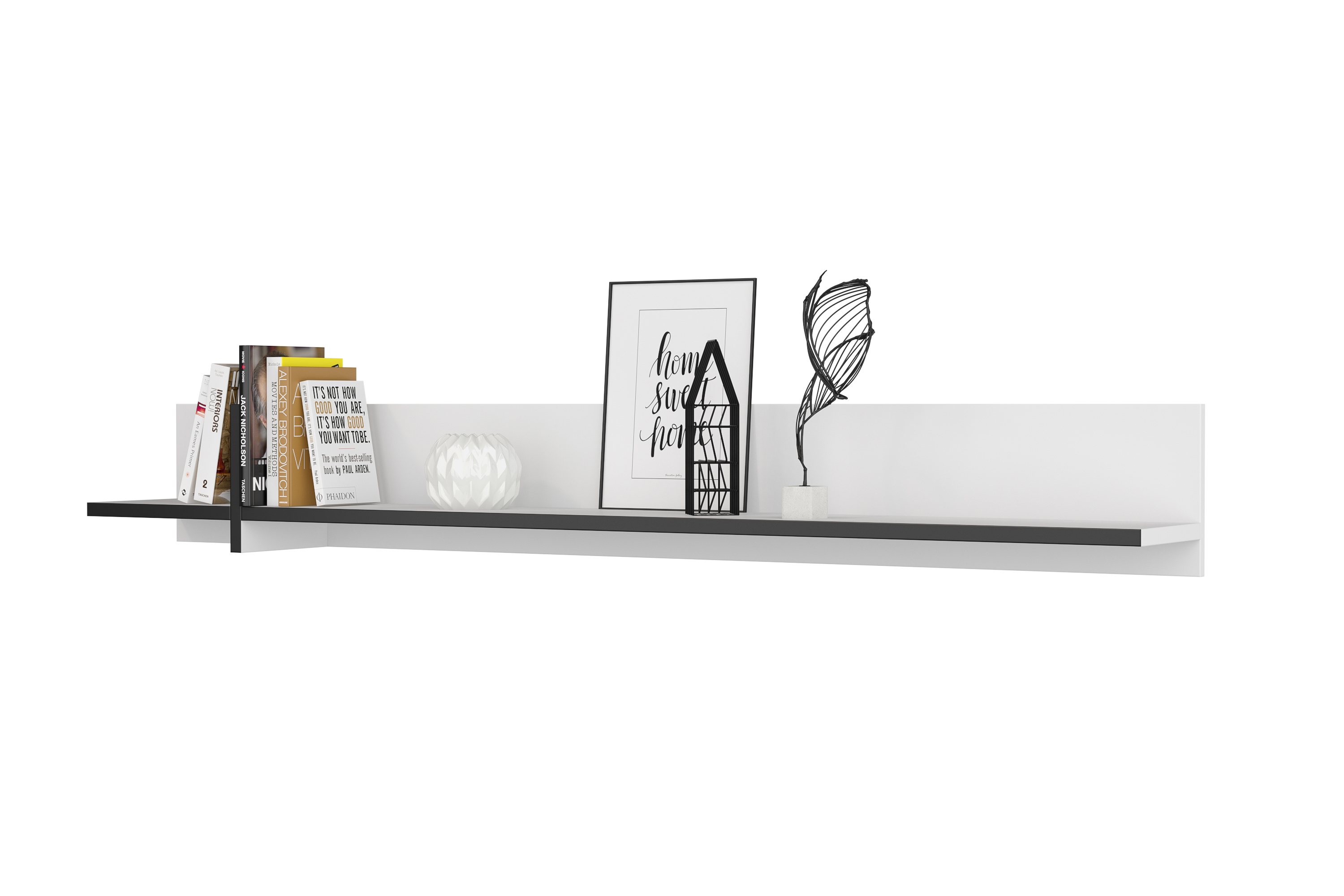 Półka wisząca 180cm CROSS 180cm - biały, czarny - 249WMY02