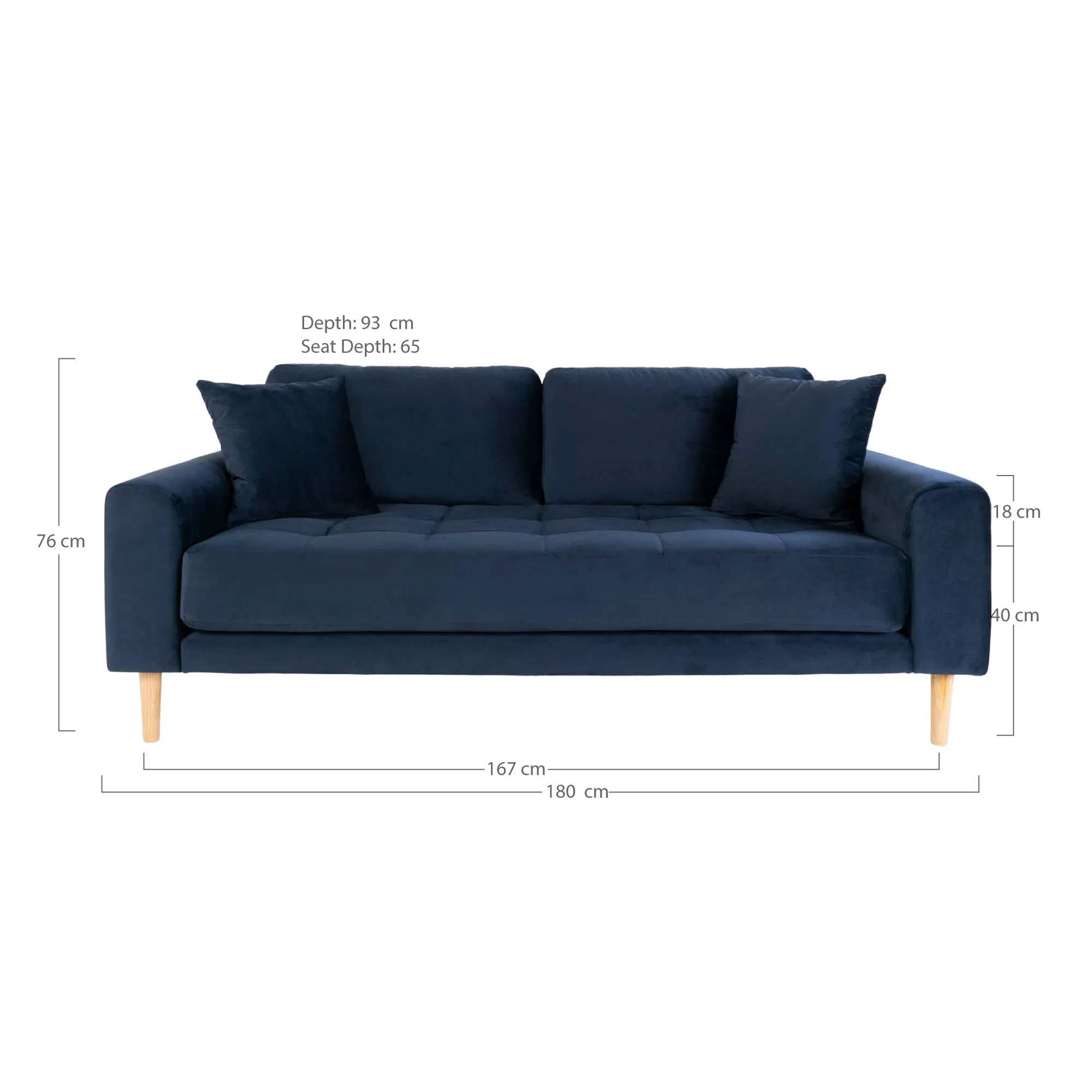 Sofa wypoczynkowa LIDO 2,5-osobowa 180 cm - ciemnoniebieski, naturalny - 1301433