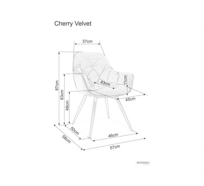 Krzesło fotelowe CHERRY VELVET beżowe aksamitne Signal - CHERRYVCBE