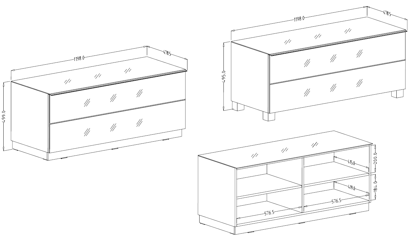 Komoda RTV HELIO 41 szara czarna 120x50x48cm - 24WXJW41