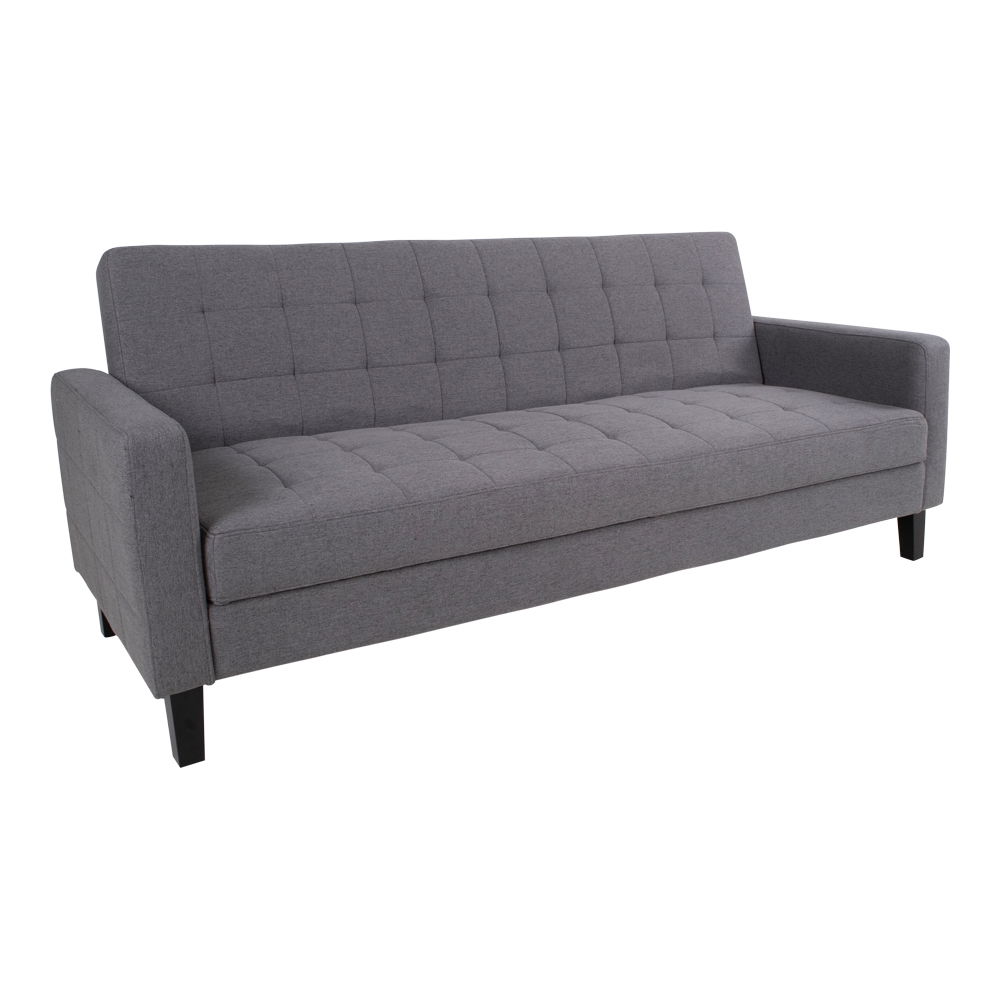 Sofa rozkładana z pojemnikiem MILTON ciemnoszara, czarne drewniane nóżki - 1302010