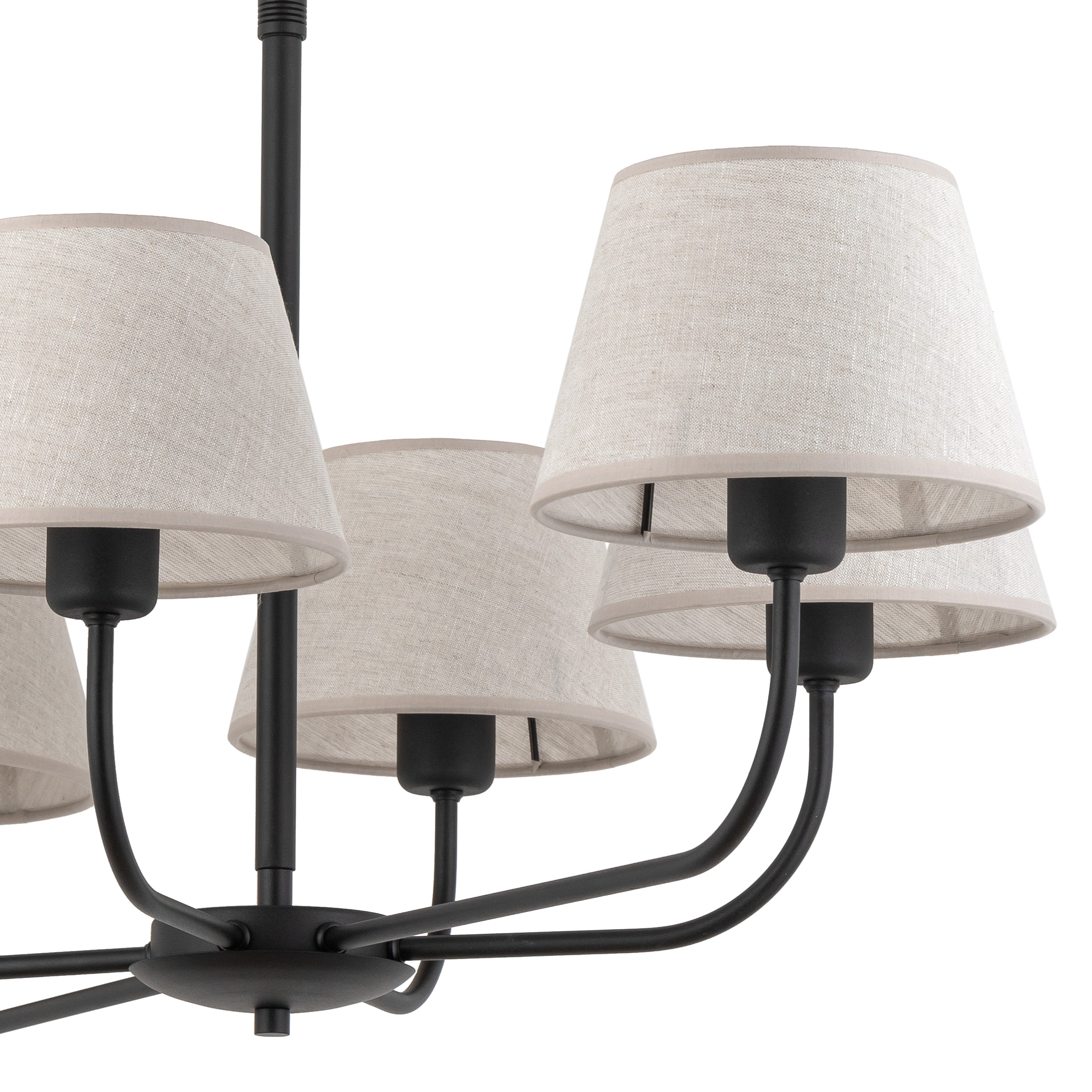 Lampa sufitowa CHICAGO czarna z brązowymi kloszami z tkaniny 100x90x50cm - TK_3999