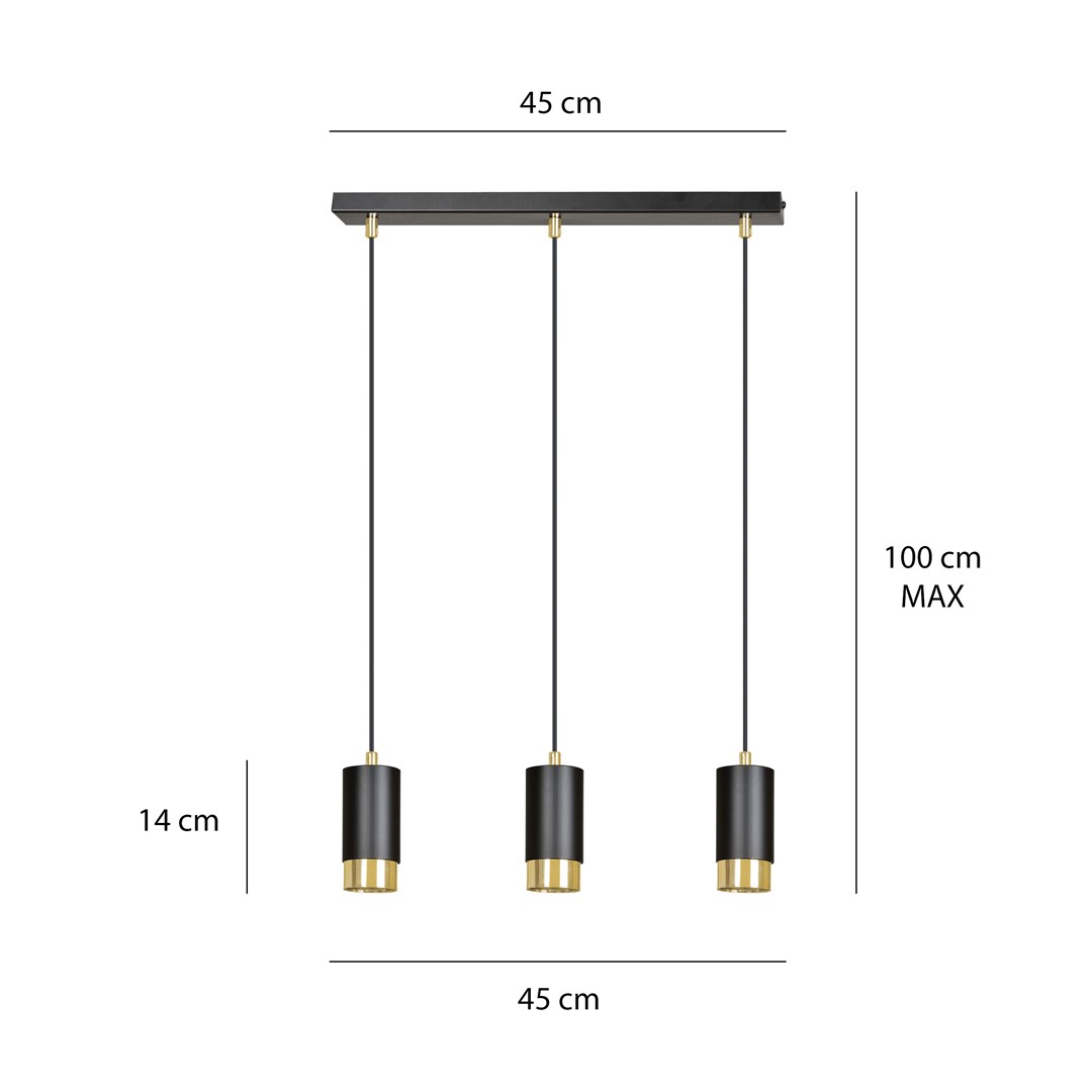 Lampa wisząca FUMIKO Czarny/Złoty 817/3 - 817/3