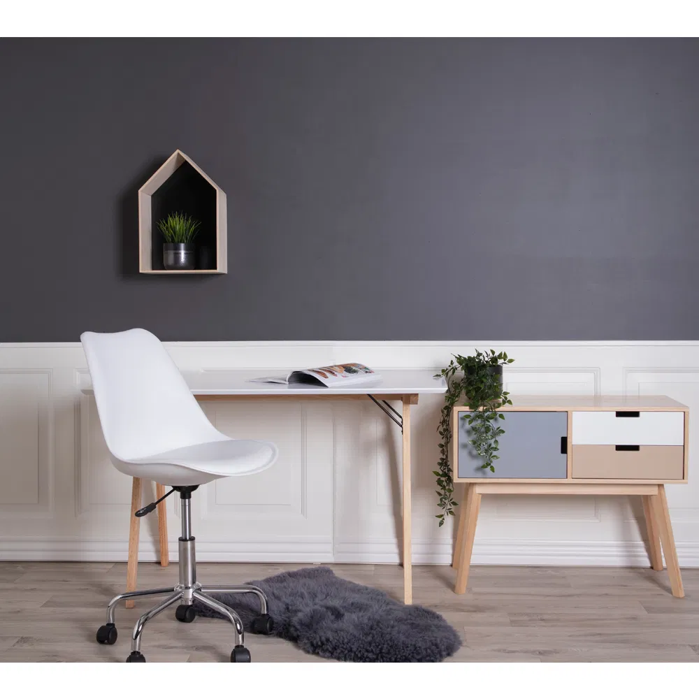 Biurko minimalistyczne VOJENS 60x120 - biały, naturalny - 2402020
