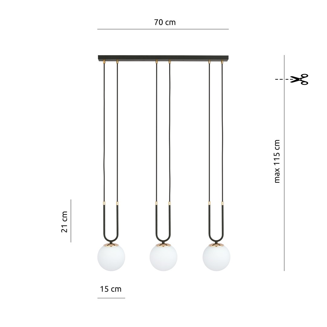 Lampa wisząca GLAM Czarny 1112/3 - 1112/3