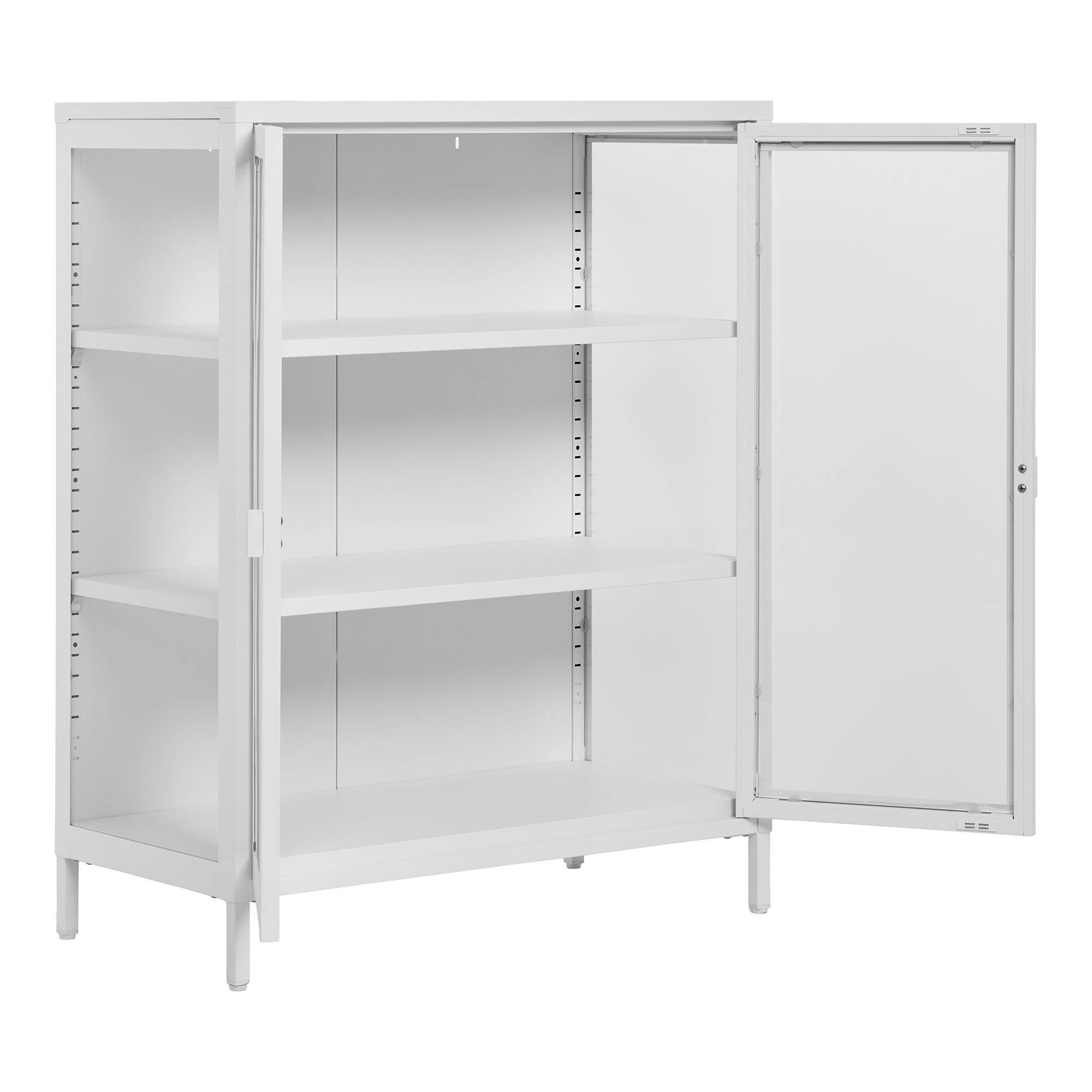 Witryna niska 2-drzwiowa BRISBANE przeszklone boki 80x40x101 cm - biała - 3001049