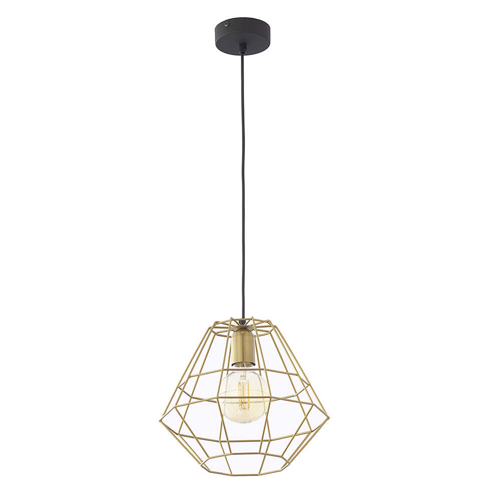 Lampa wisząca DIAMOND czarna ze złotym metalowym ażurowym kloszem 120x30cm - TK_3220