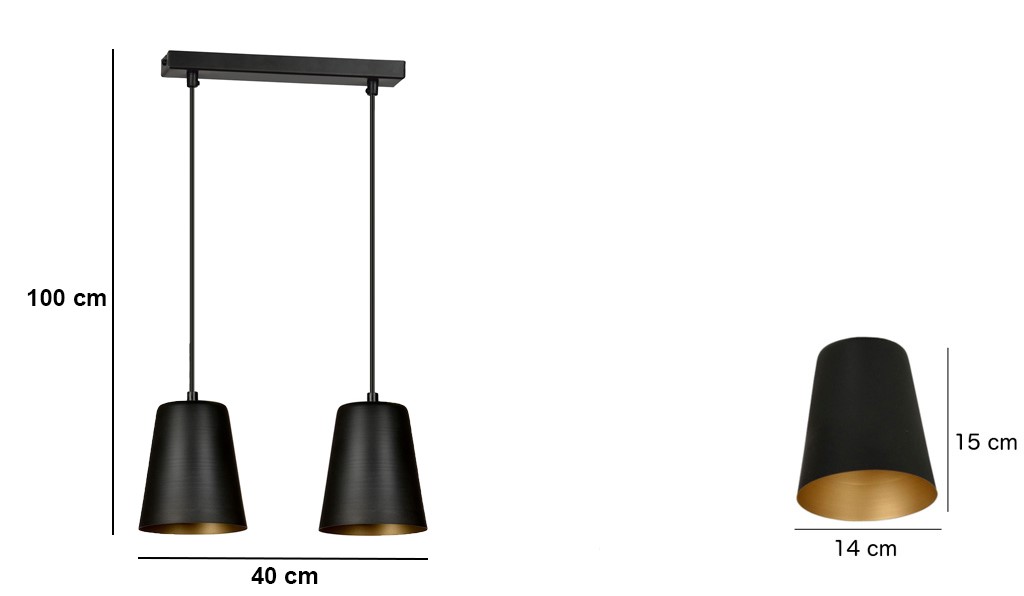 Lampa wisząca MILARGO Czarny/Biały 396/2 - 396/2