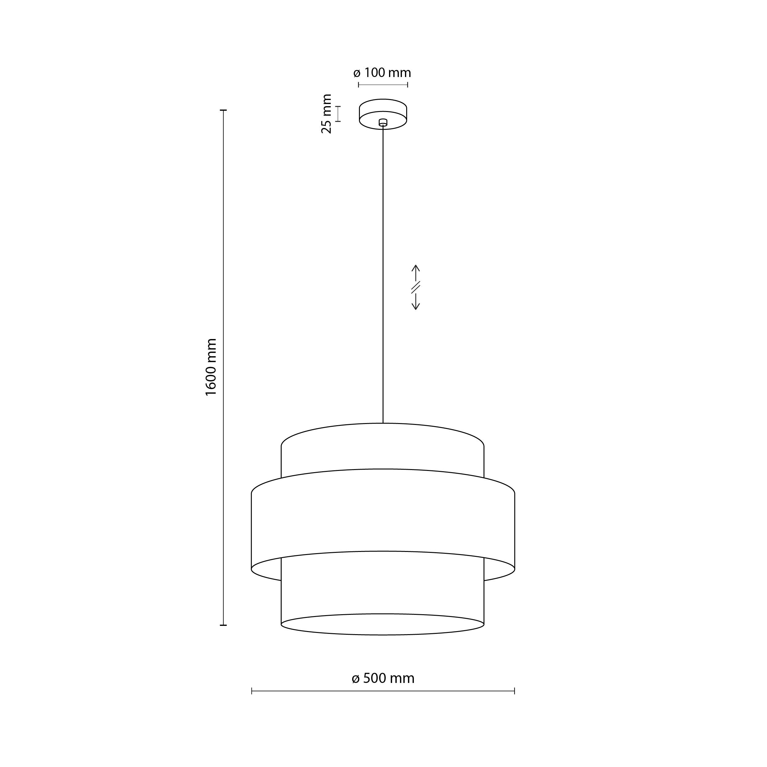 Lampa wisząca TRIO JUTA MIX czarna z trójkolorowym niebieskim pomarańczowym brązowym okrągłym abażurem 160x50cm - TK_2758