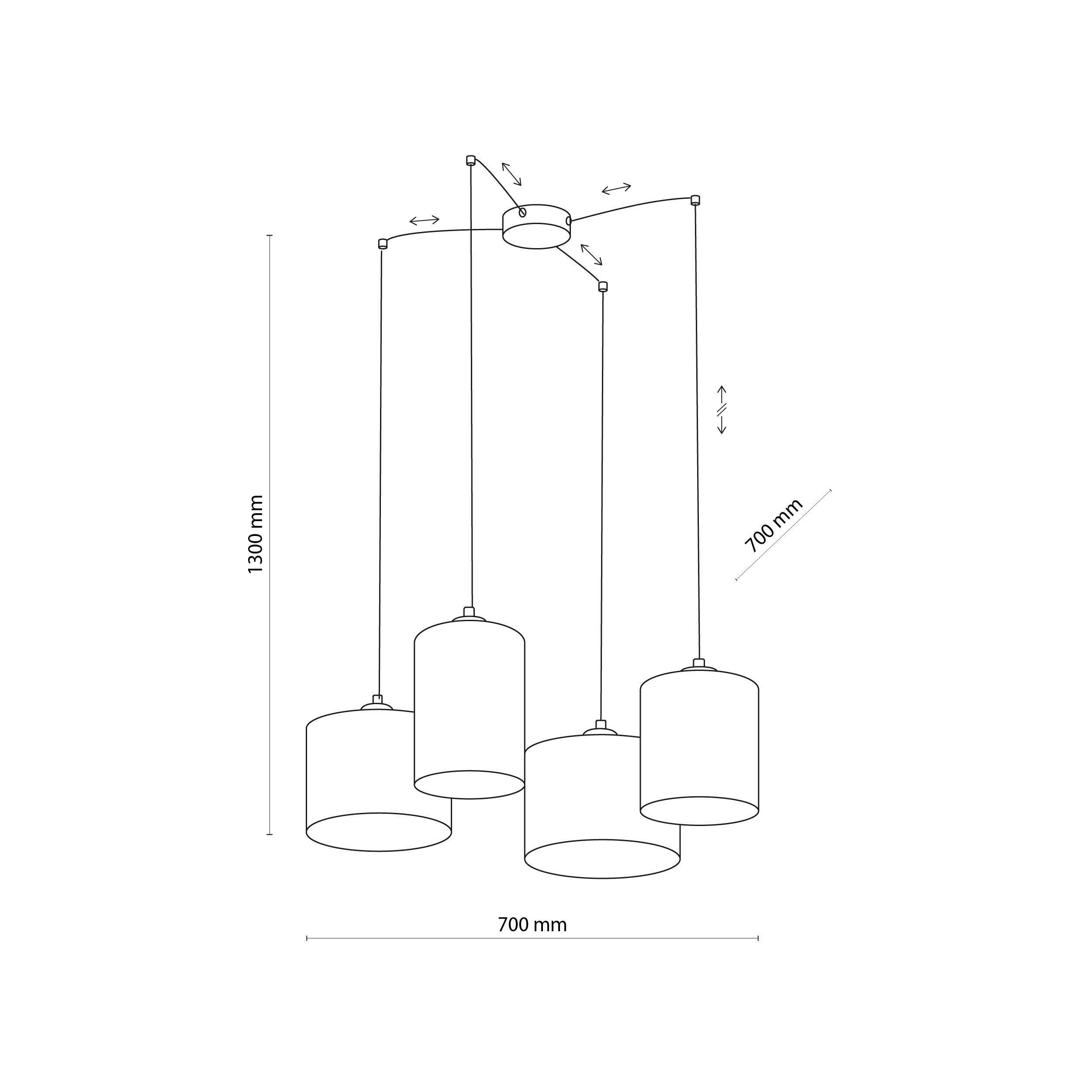 Lampa wisząca JUTA czarna brązowe klosze o różnych rozmiarach z tkaniny dodatkowe uchwyty 130x70cm - TK_6585