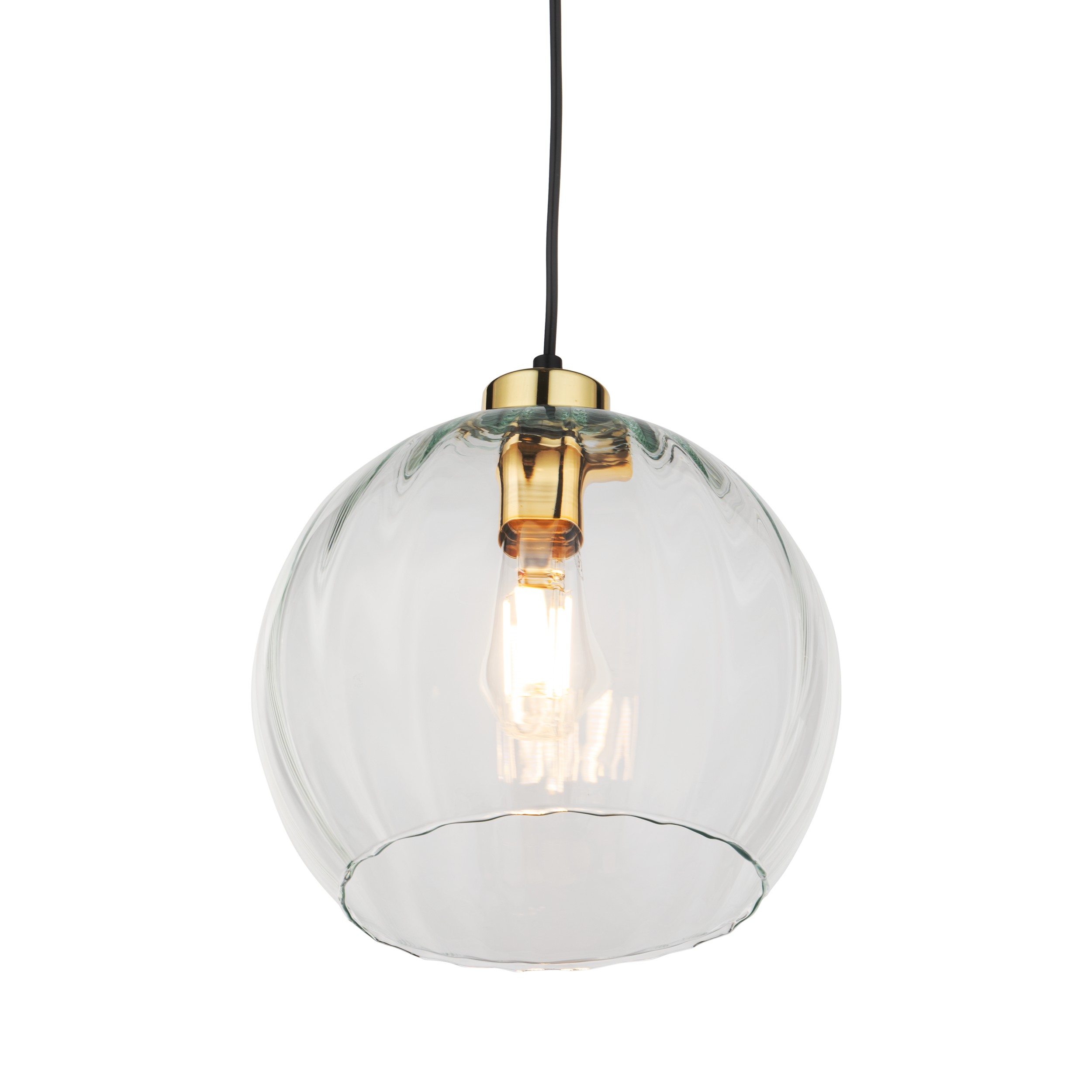 Lampa wisząca DEVI czarna ze złotym elementem transparentnym szklanym kloszem 170x25cm - TK_4578
