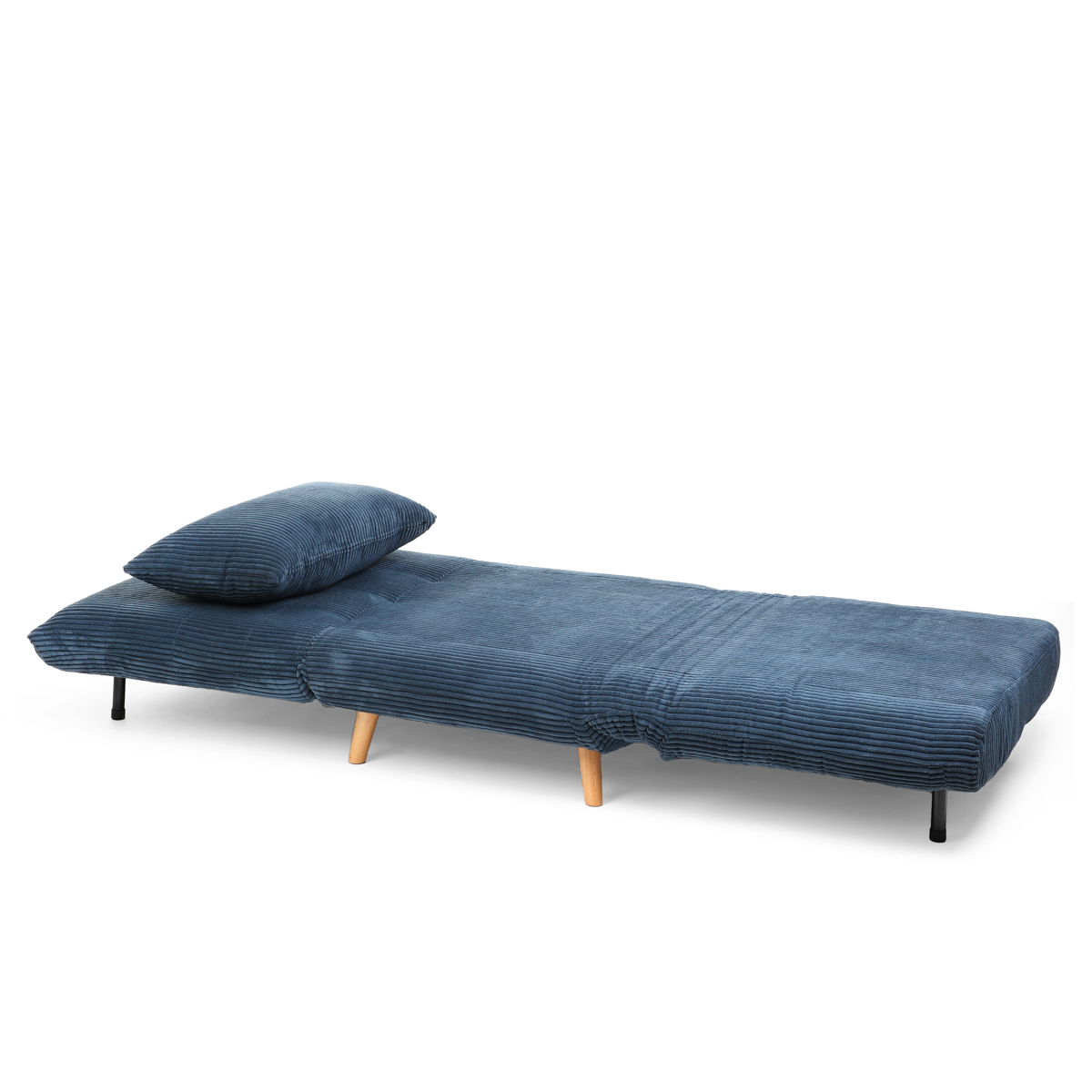 Sofa 1-osobowa, z funkcją spania SOLACE sztruksowa granatowa 83x91x84 cm - HO_222997