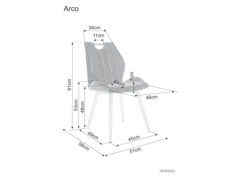 Krzesło ARCO VELVET Czarny stelaż/czarny Bluvel 19 SIGNAL - ARCOVCC