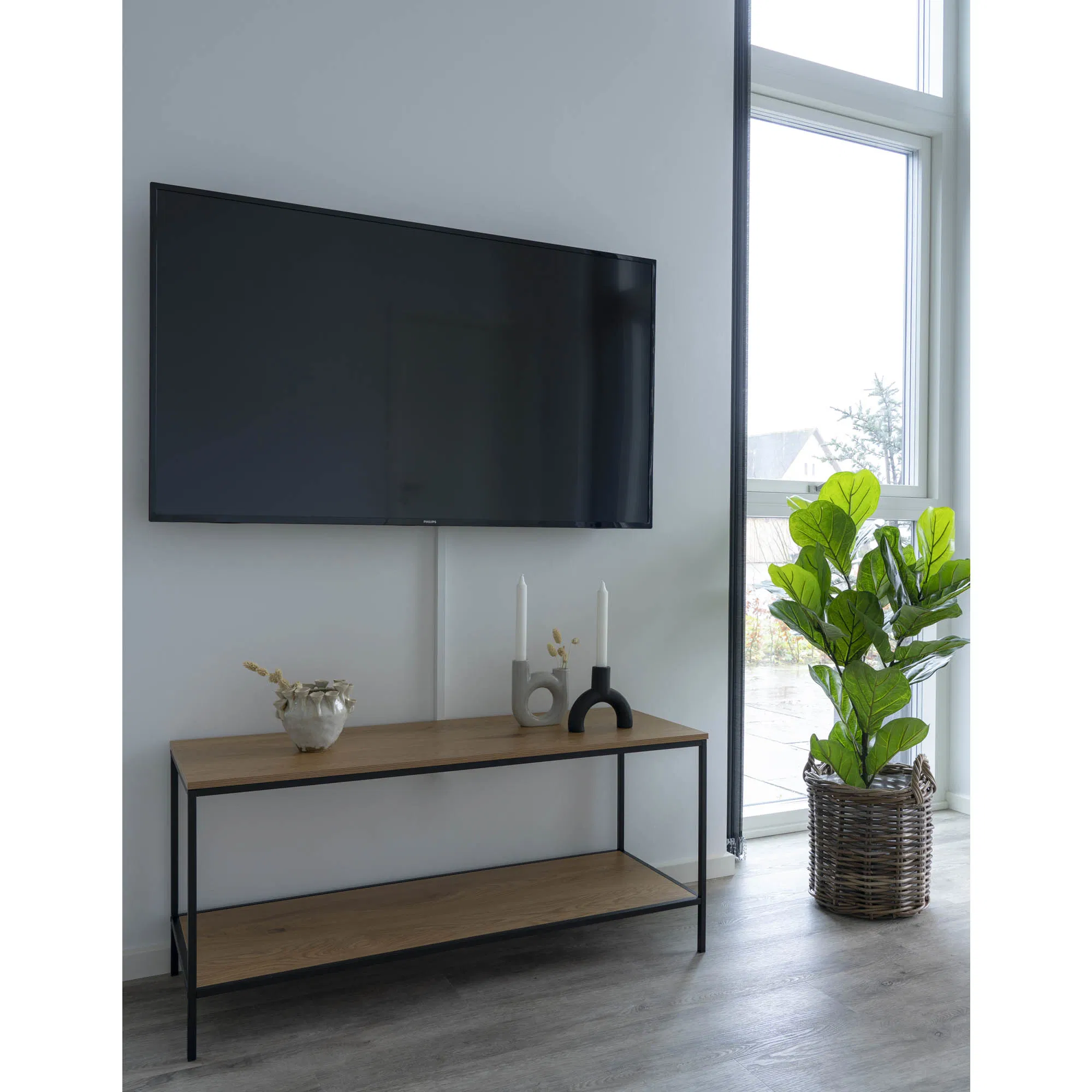 Stolik pod telewizor VITA z półką 100x36x45 cm - naturalny, czarny - 2501035