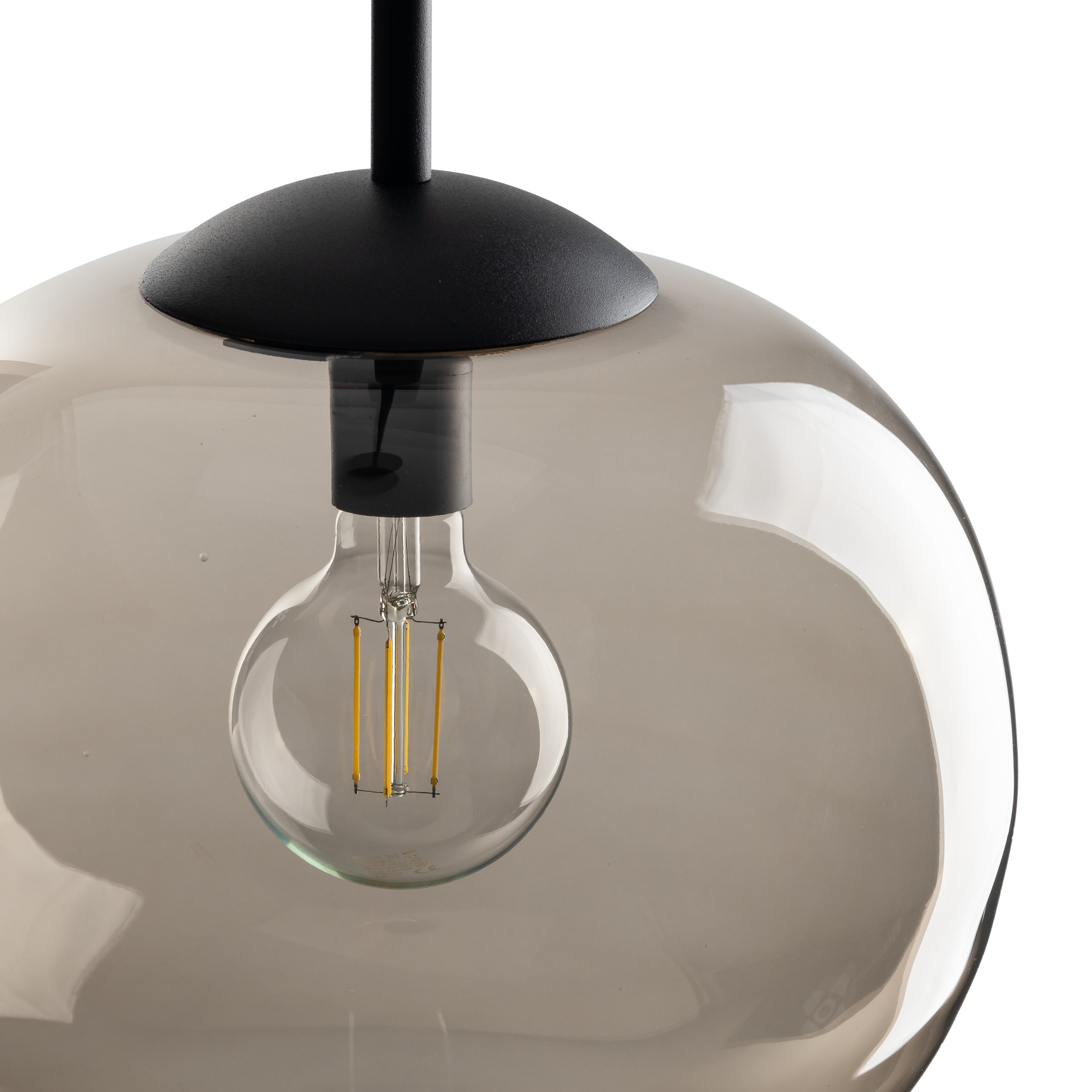 Lampa wisząca VIBE czarna z dymionym okrągłym szklanym kloszem 160x20cm - TK_5826