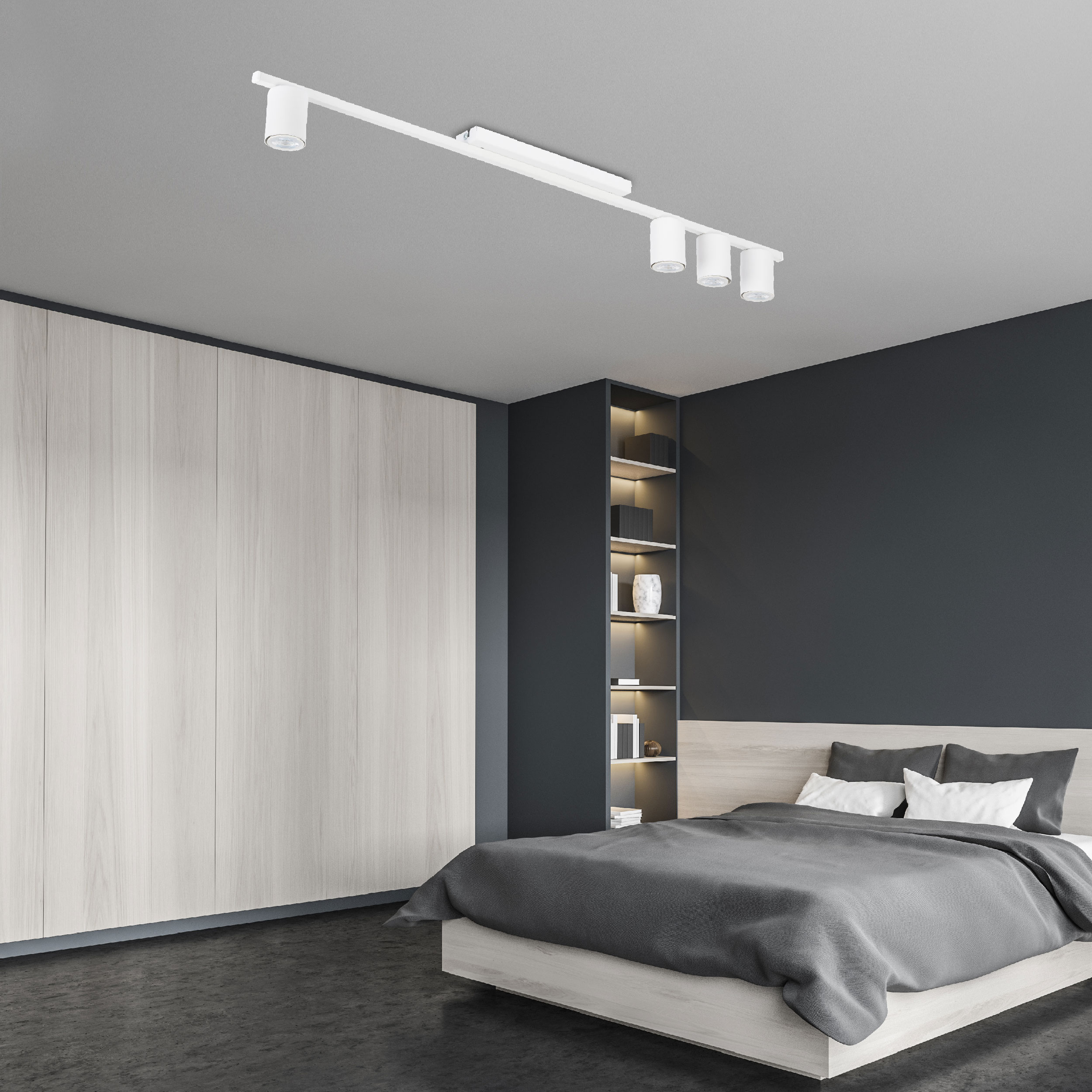Lampa sufitowa LOGAN biała na listwie metalowej 100x11x5cm - TK_4571