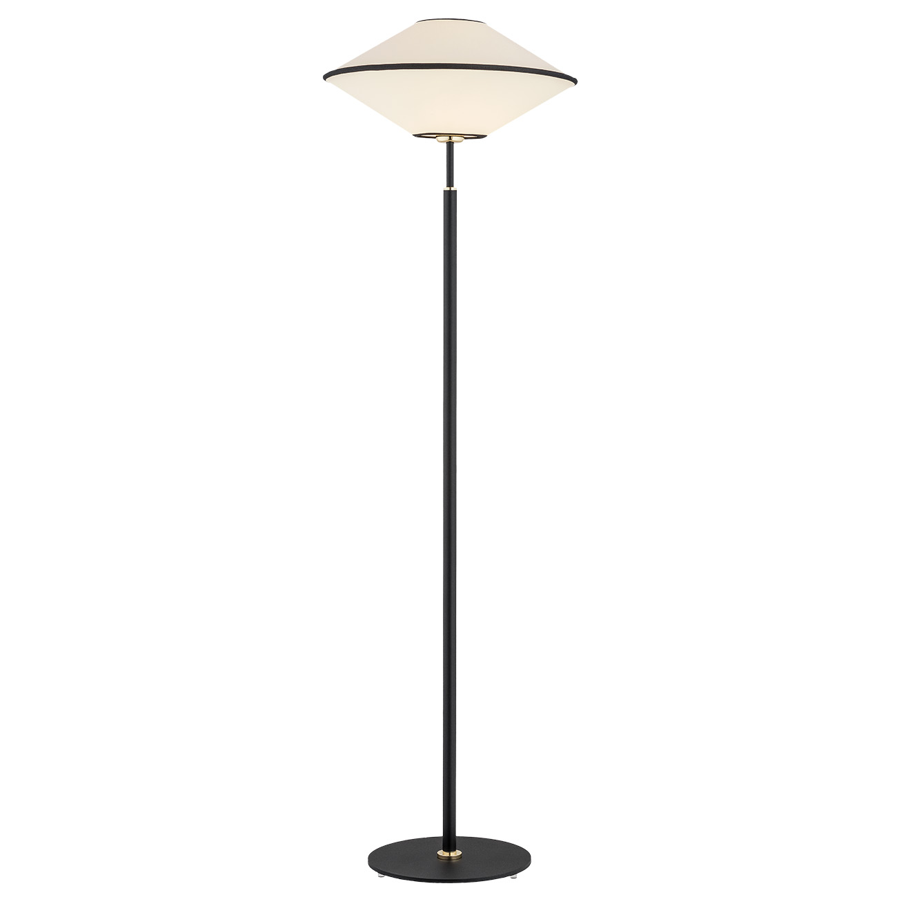 Lampa podłogowa TROY czarna mosiądz bezowy 154x45cm