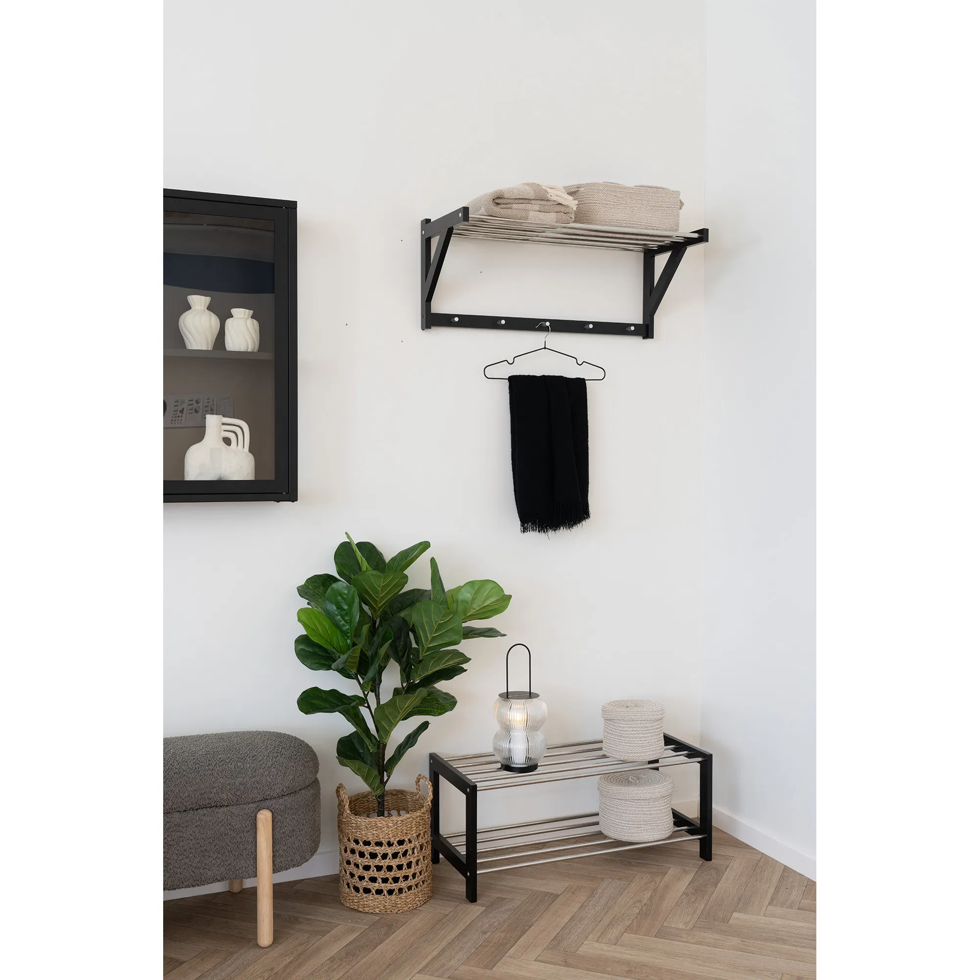 Latarnia LUCENA metal szkło szer.16 wys.36 cm czarny transparentny - 6407532