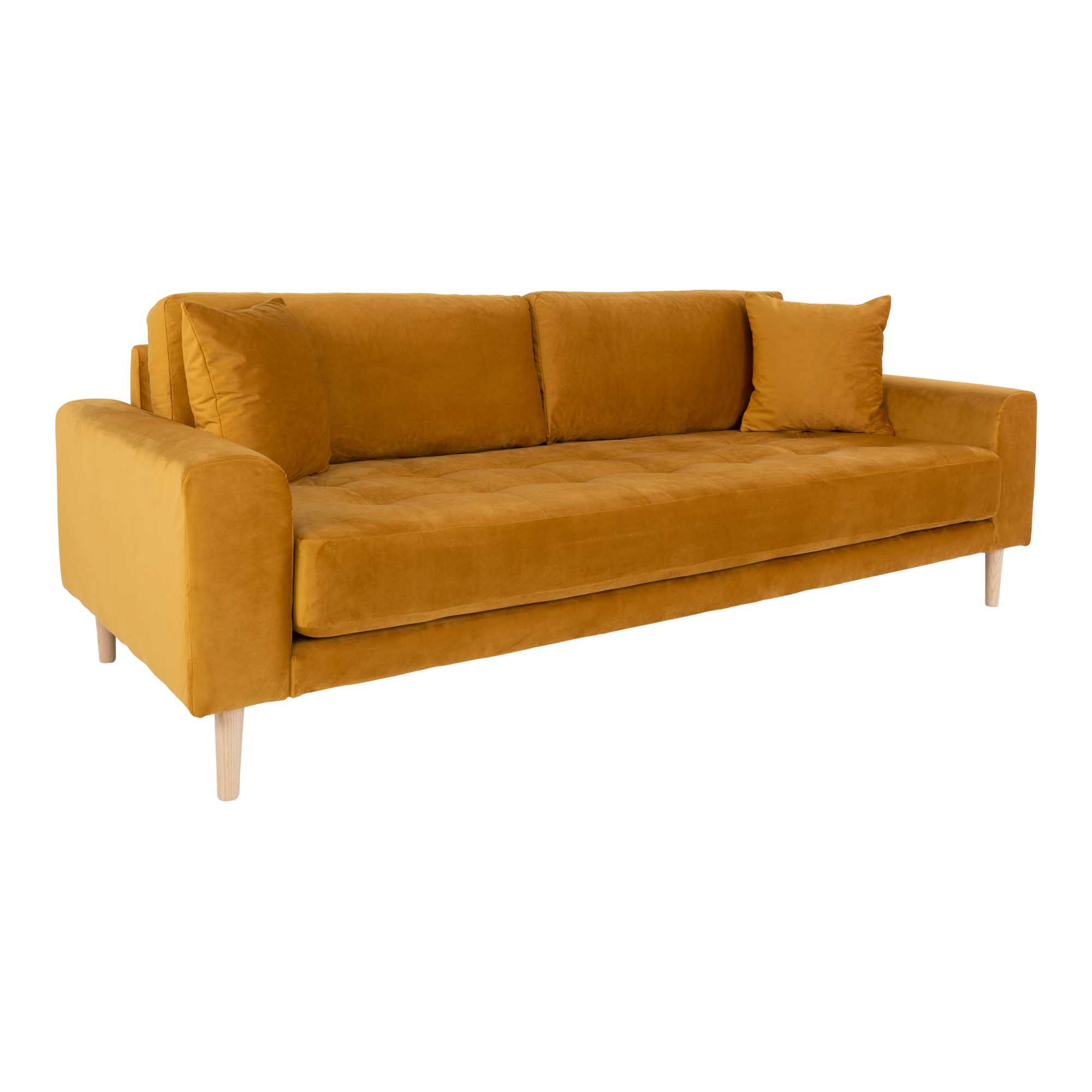 Sofa wypoczynkowa LIDO 3-osobowa 210 cm - musztardowy, naturalny - 1301444