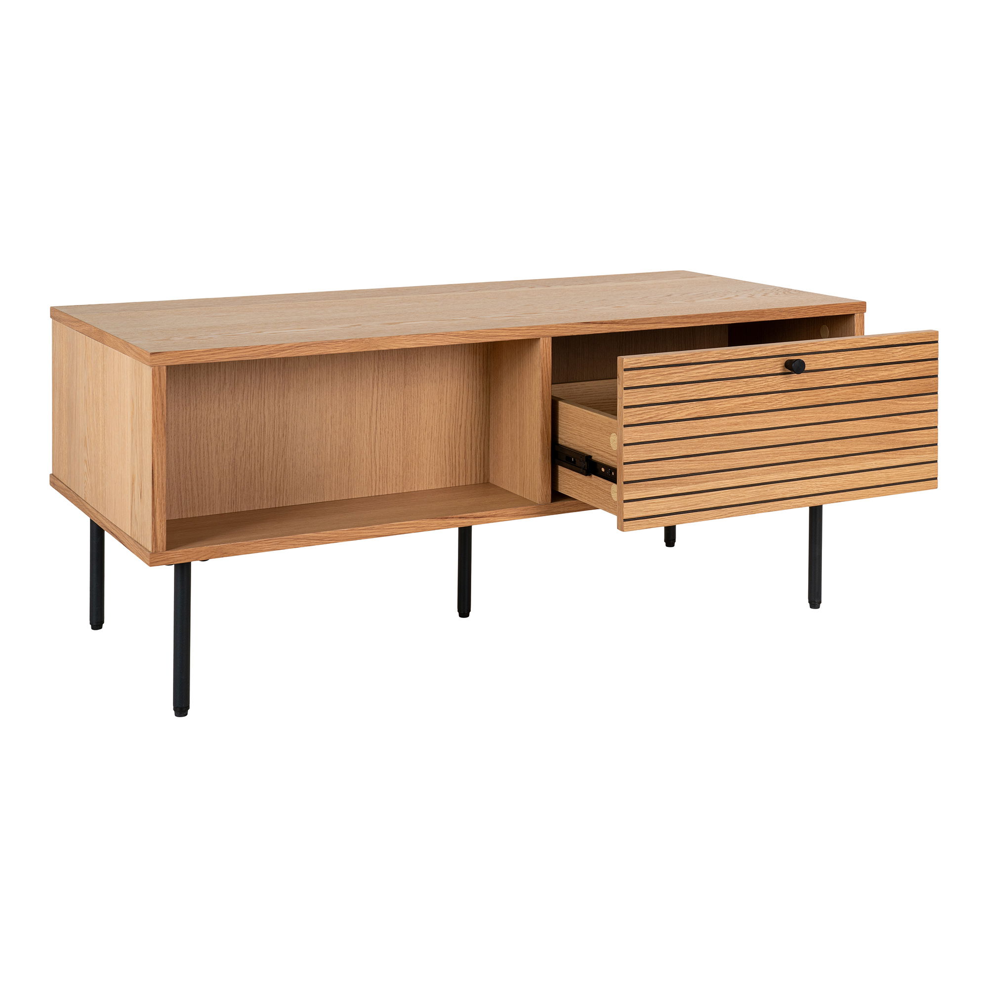 Kyoto Stolik kawowy KYOTO z 2 szufladami 50x100 cm - naturalny, czarny - 2102050