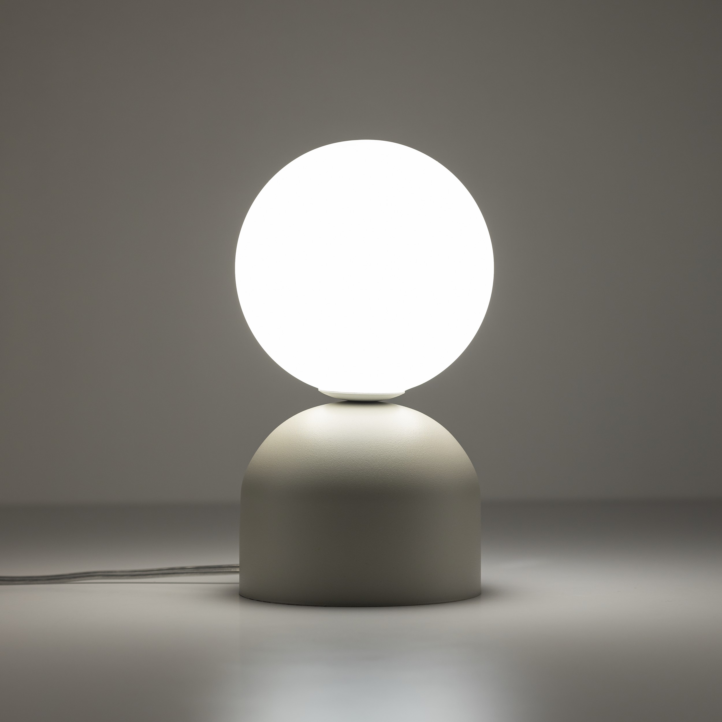 Lampka nocna MIKI beżowa biały okrągły klosz 21x12cm - TK_16038