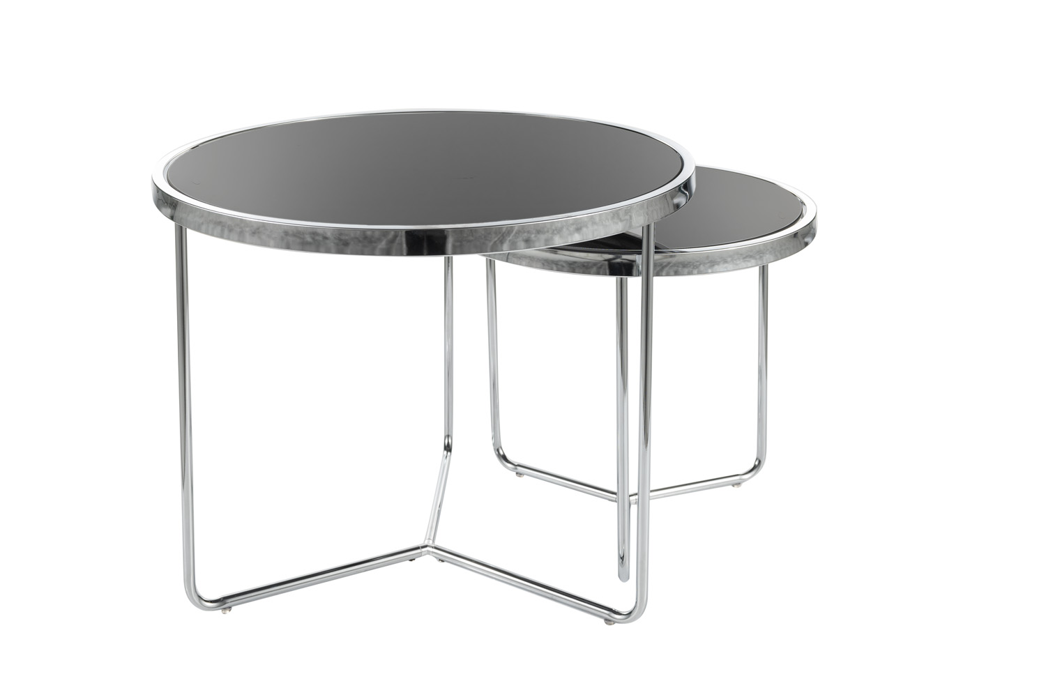 Stolik kawowy SALVA zestaw dwóch stolików czarne szkło/chrom 60cm i 45cm