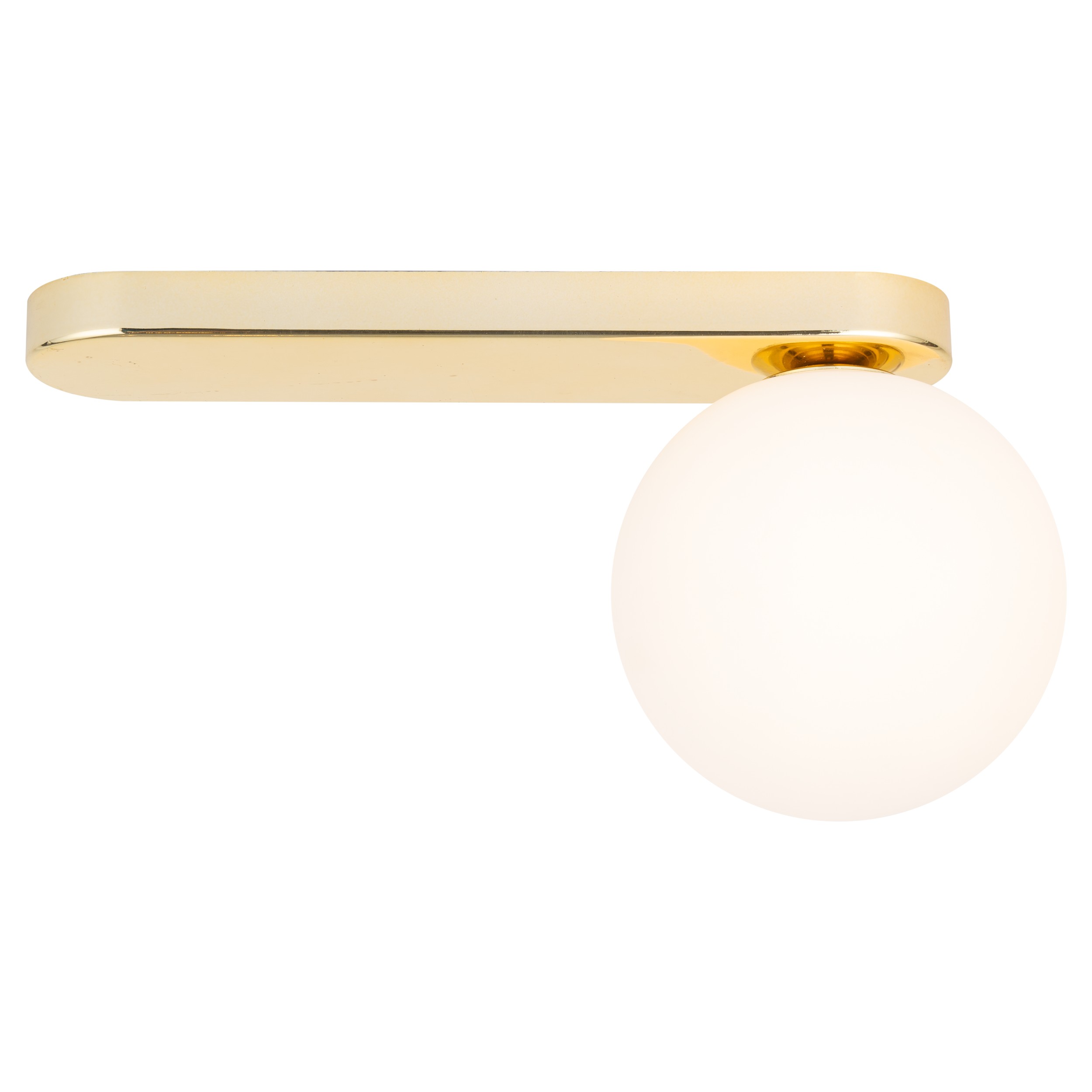Lampa sufitowa BIANCA złota z białym okrągłym szklanym kloszem 27x15x12cm - TK_4698