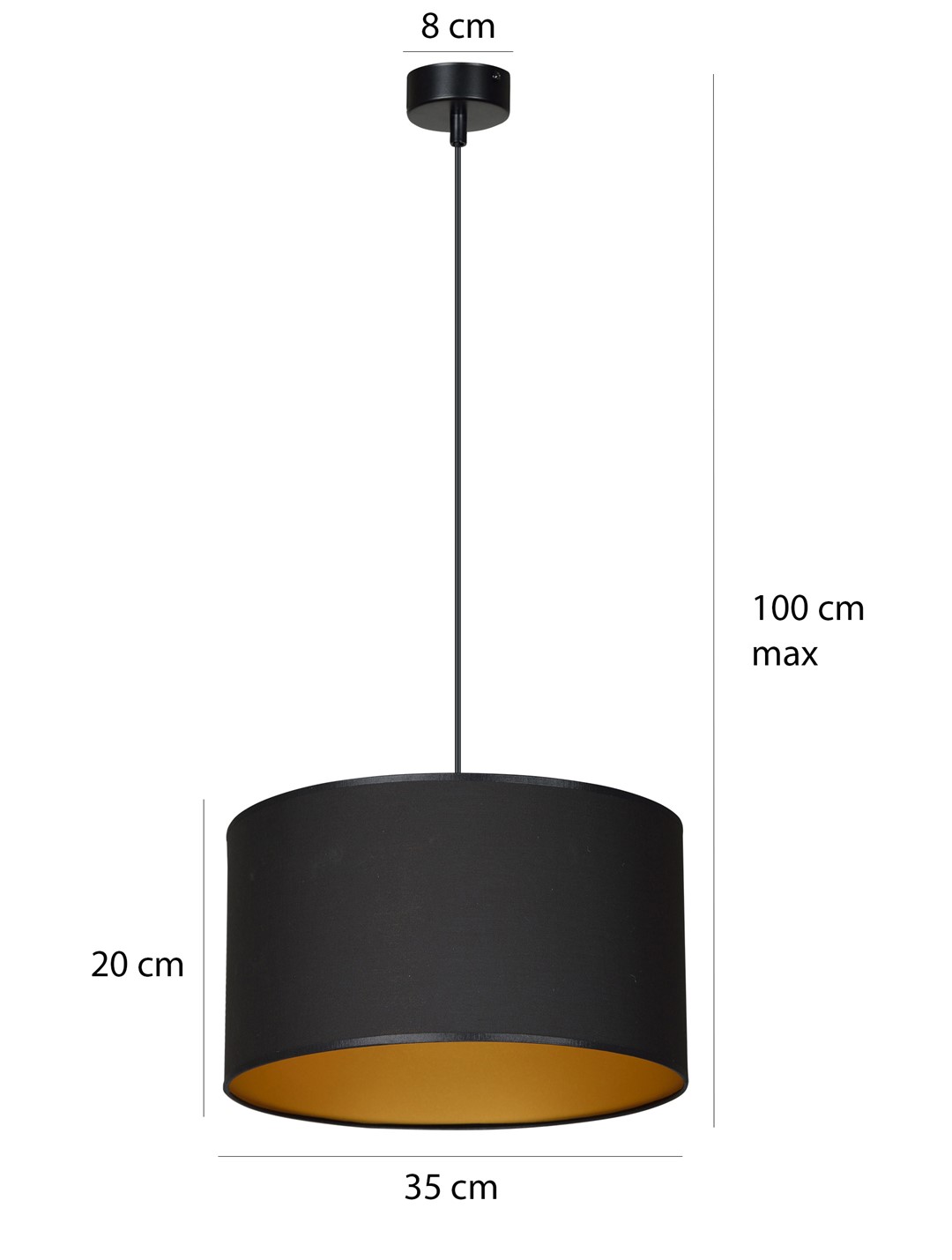 Lampa wisząca ROTO Czarny/Złoty 184/1 - 184/1