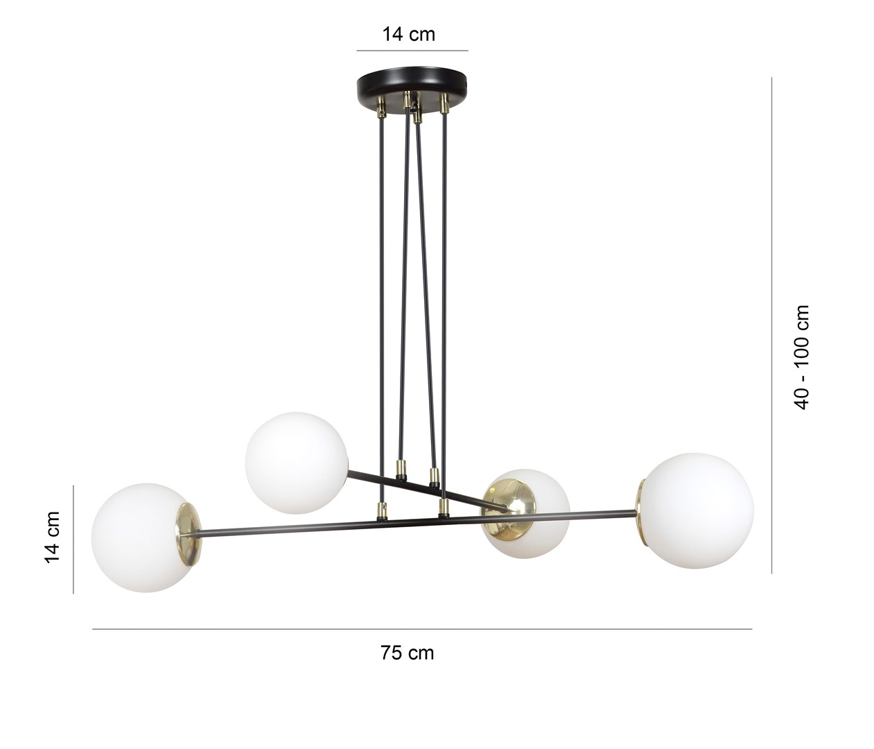 Lampa wisząca OGNIS Czarny 966/4 - 966/4