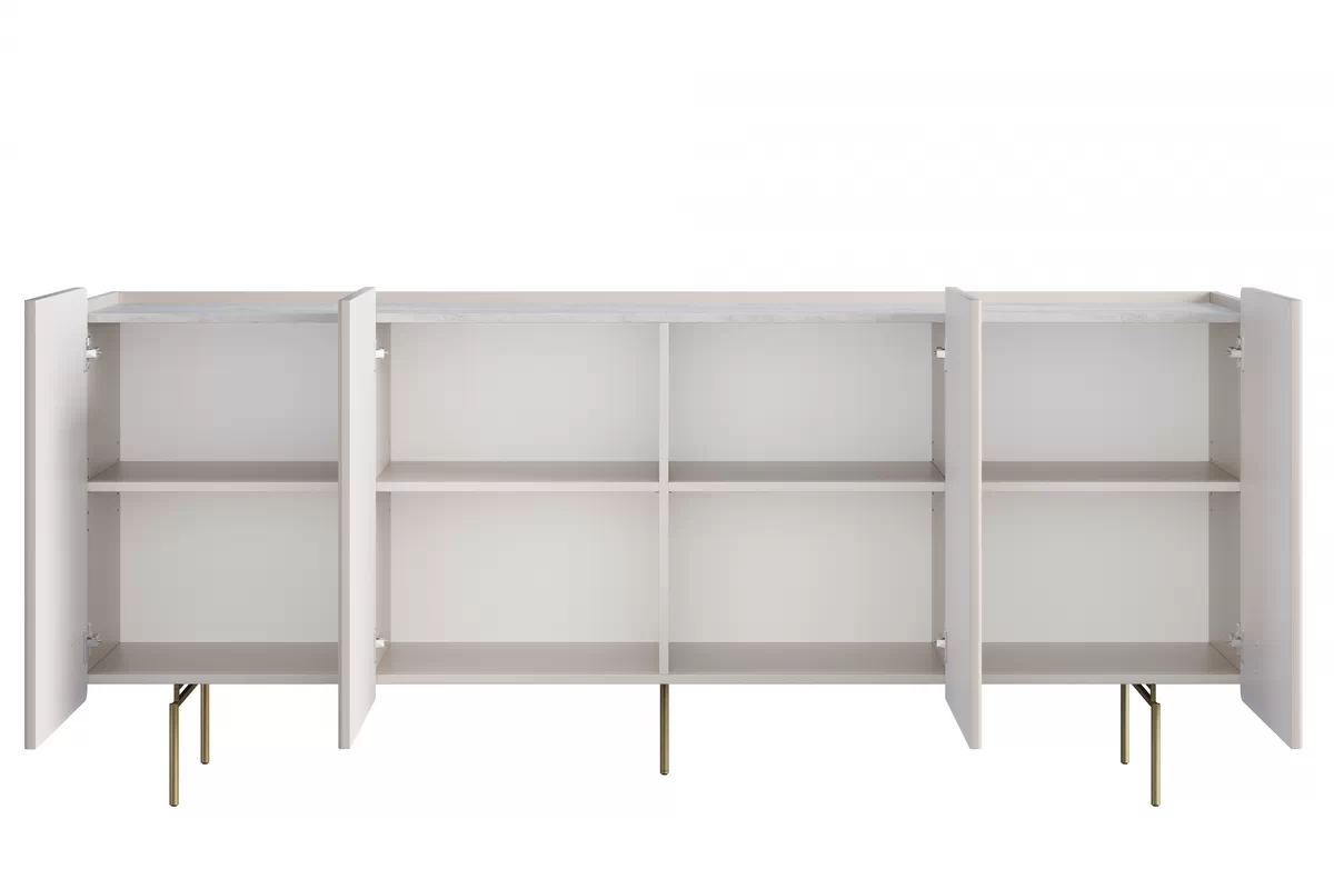 MALMI Komoda 200 4D - cashmere / crema bianca / złote nogi - B_162310
